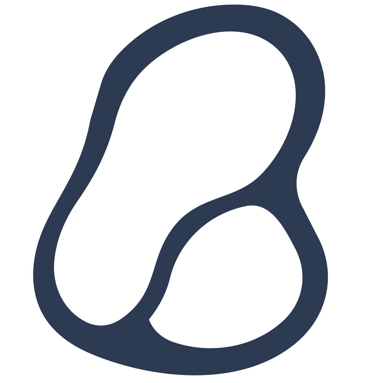 Simple black outline of a commonly recognized object, likely representing a stylized zipper pull in a minimalist design.