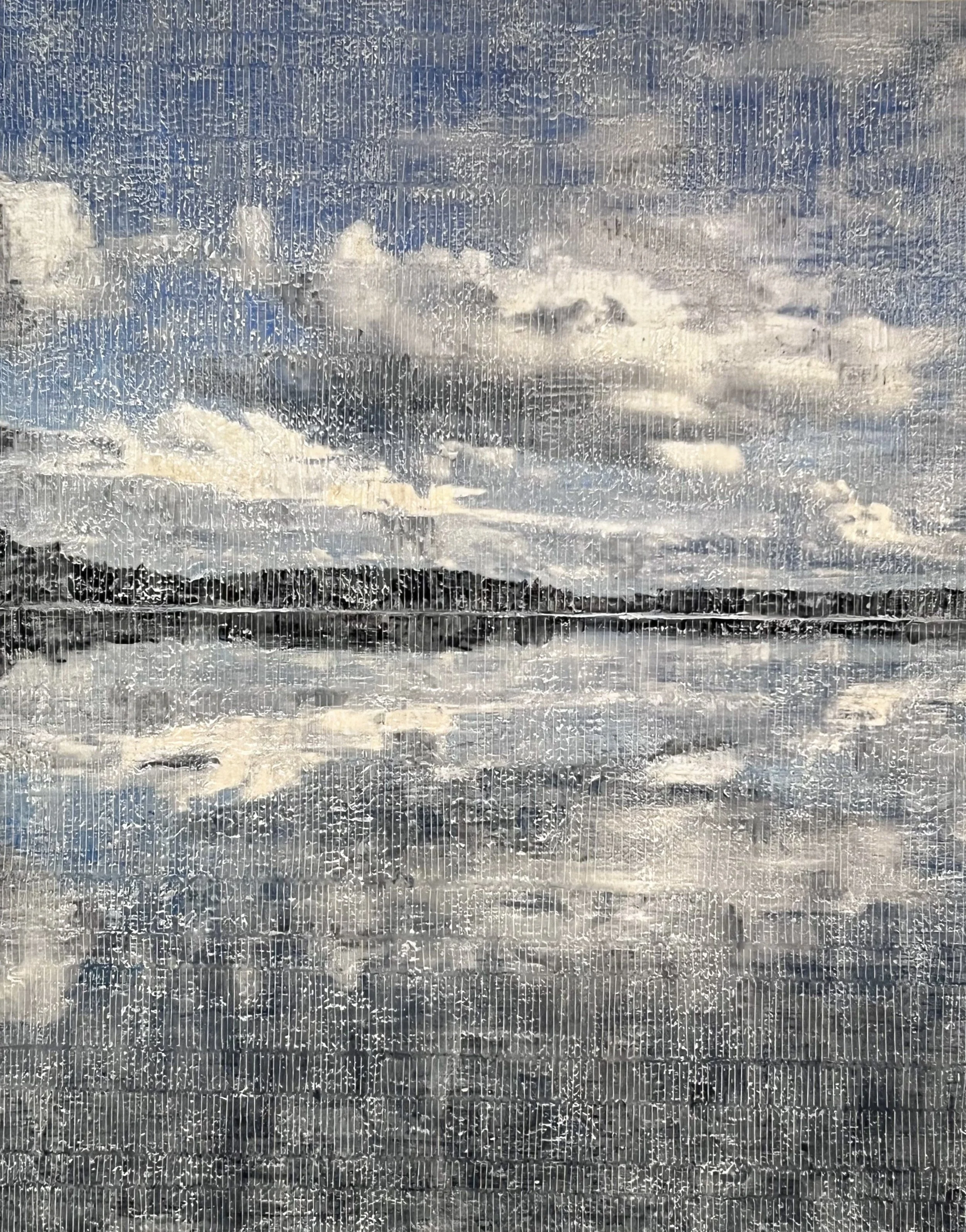  Encaustic Embroidery, Hardwood Lake Medium, on Wood Panel 
Encaustic, photography, embroidery floss on wood panel