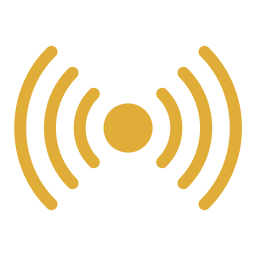 Icon of a Wi-Fi signal with curved lines radiating from a central dot.