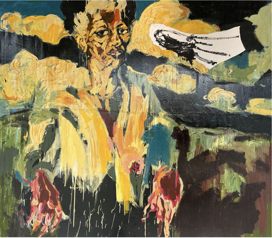 “Pastel amargo” 7’x8’ medio mixto sobre canvas