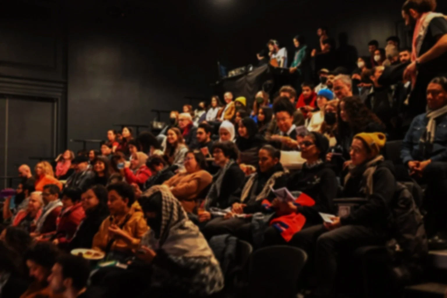 The Theatre Centre, Toronto, ON: A partial view of the audience at Living with Drones show on Jan. 28 2025
