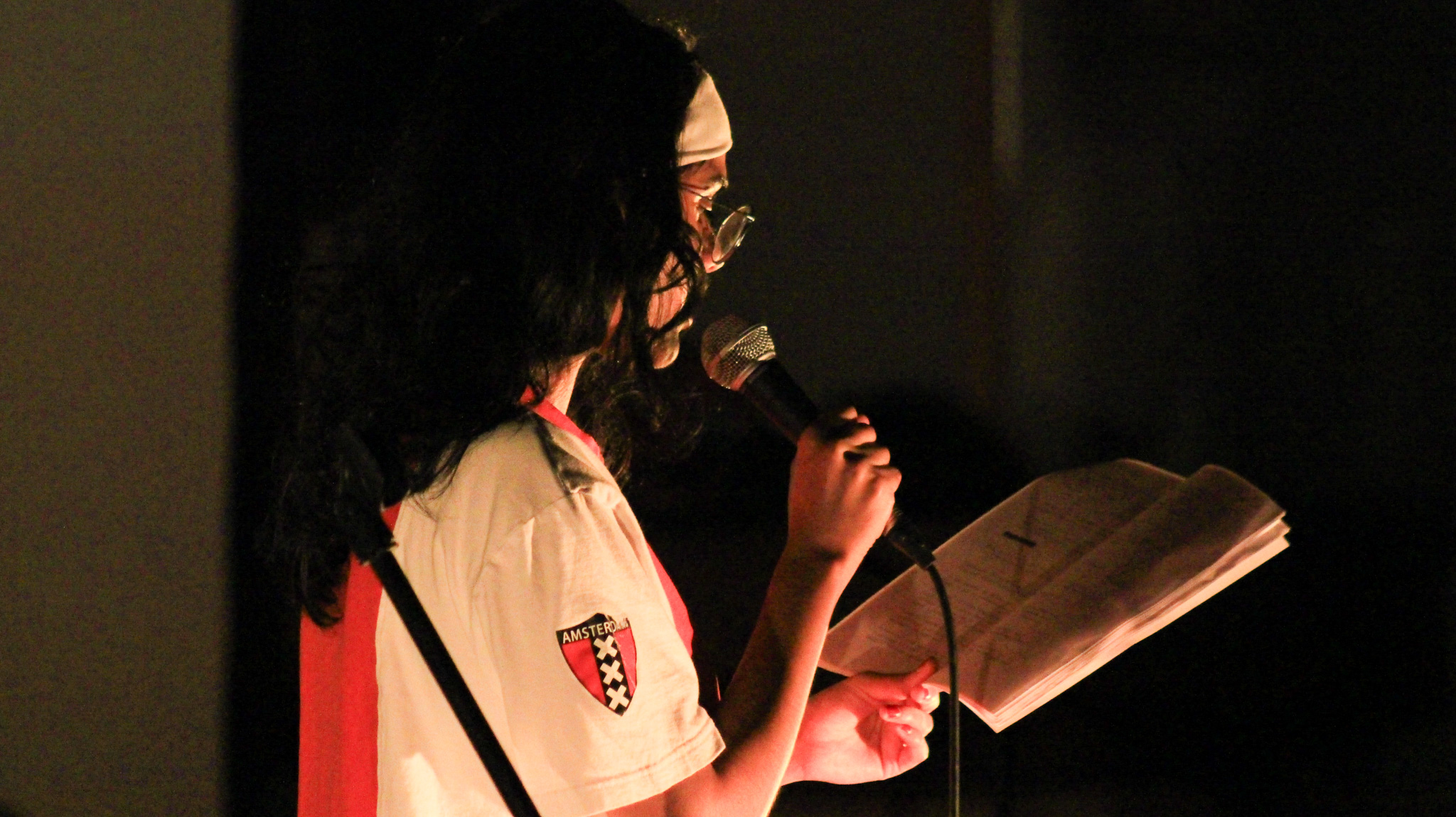 Sahaana Ranganathan of stitched! performs "Letter from Battir". Photo by Amber Ranson
