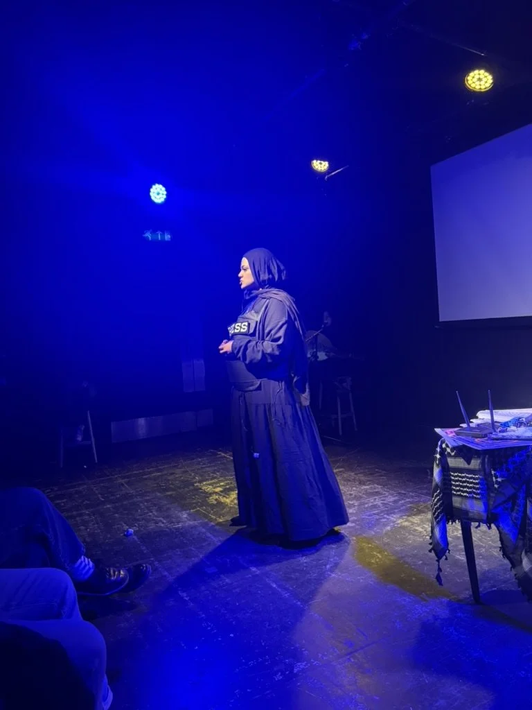 CAMDEN PEOPLE’S THEATRE, London: Storyteller Laila Hashem shares a note from Bashar’s diary in Living with Drones on Jan. 6, 2025
