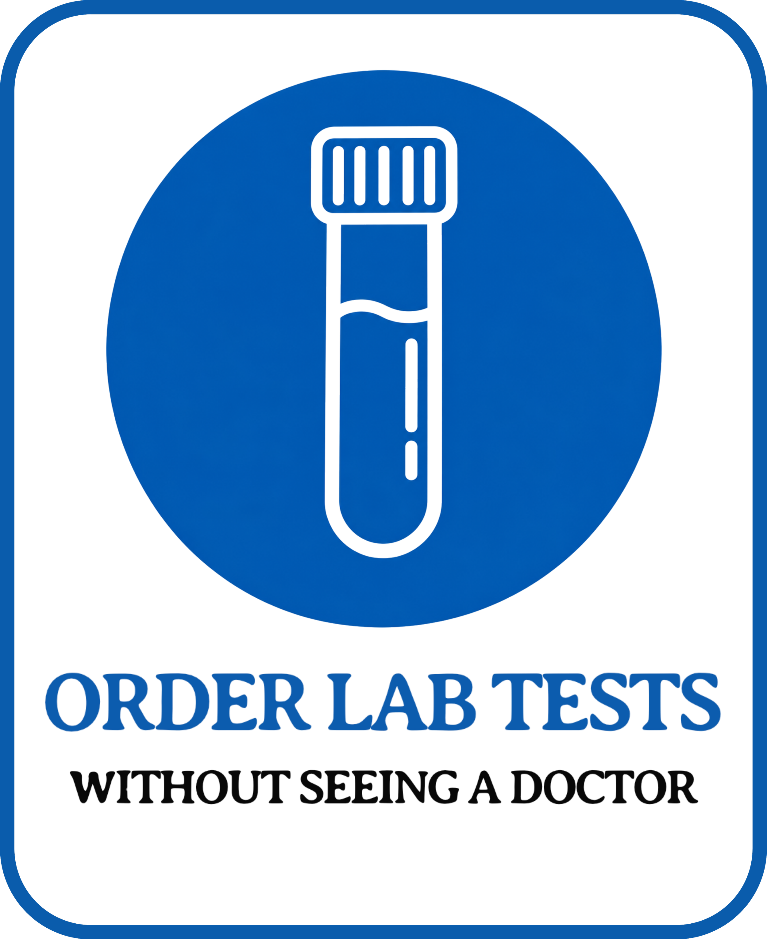 A blue circular sticker with a black and blue barcode at the top and the text 'ORDER LABELS' in large blue letters at the bottom, with smaller black text underneath that reads 'WITHOUT SEEING A DOCTOR'.