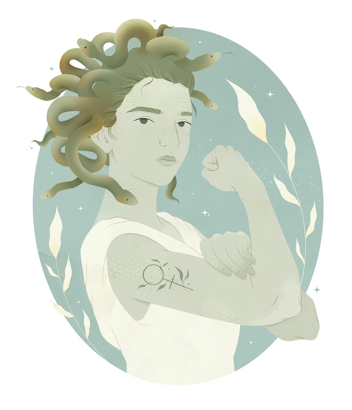 Anna Payan illustration for Sapiens Magazine, about Medusa