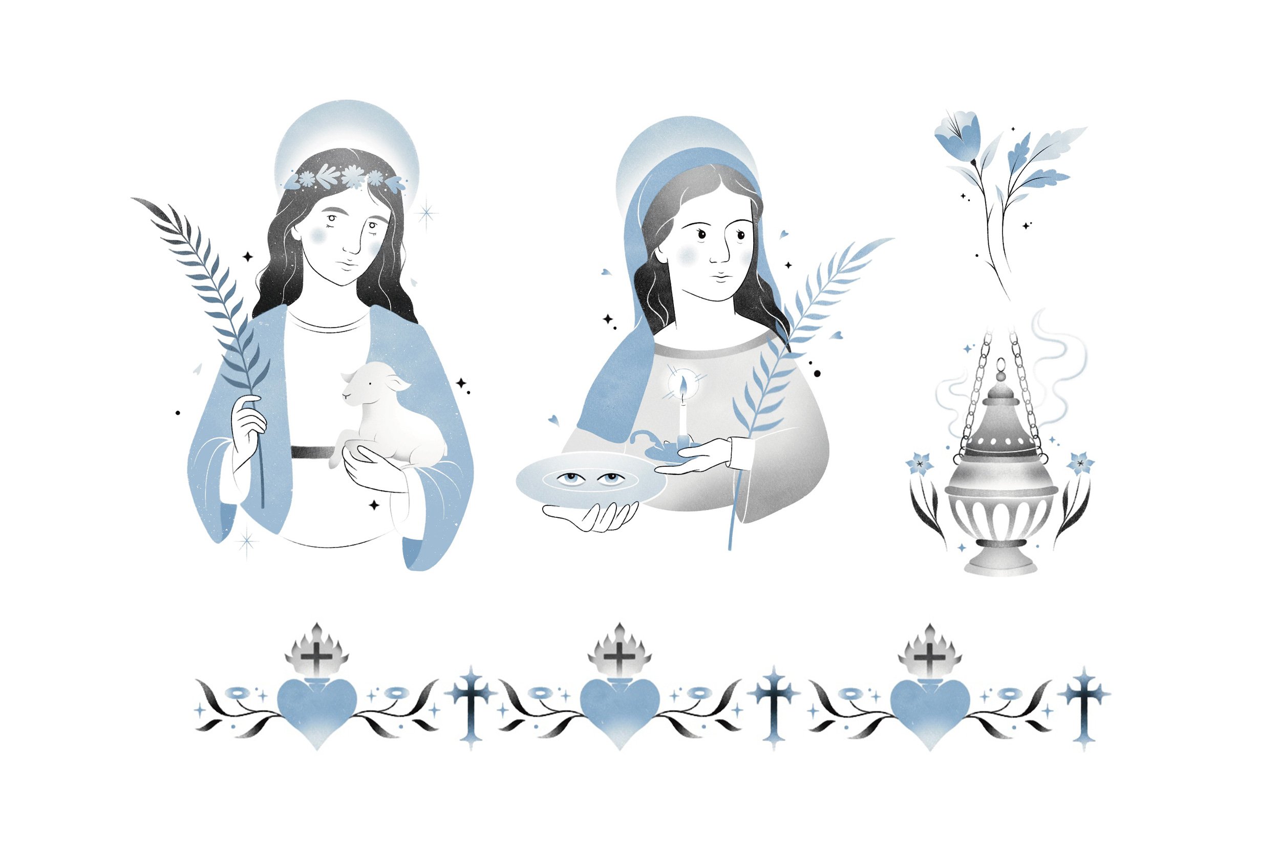 Interior illustration by Anna Payan for Un Santo Para Cada Dia, Penguin Random House
