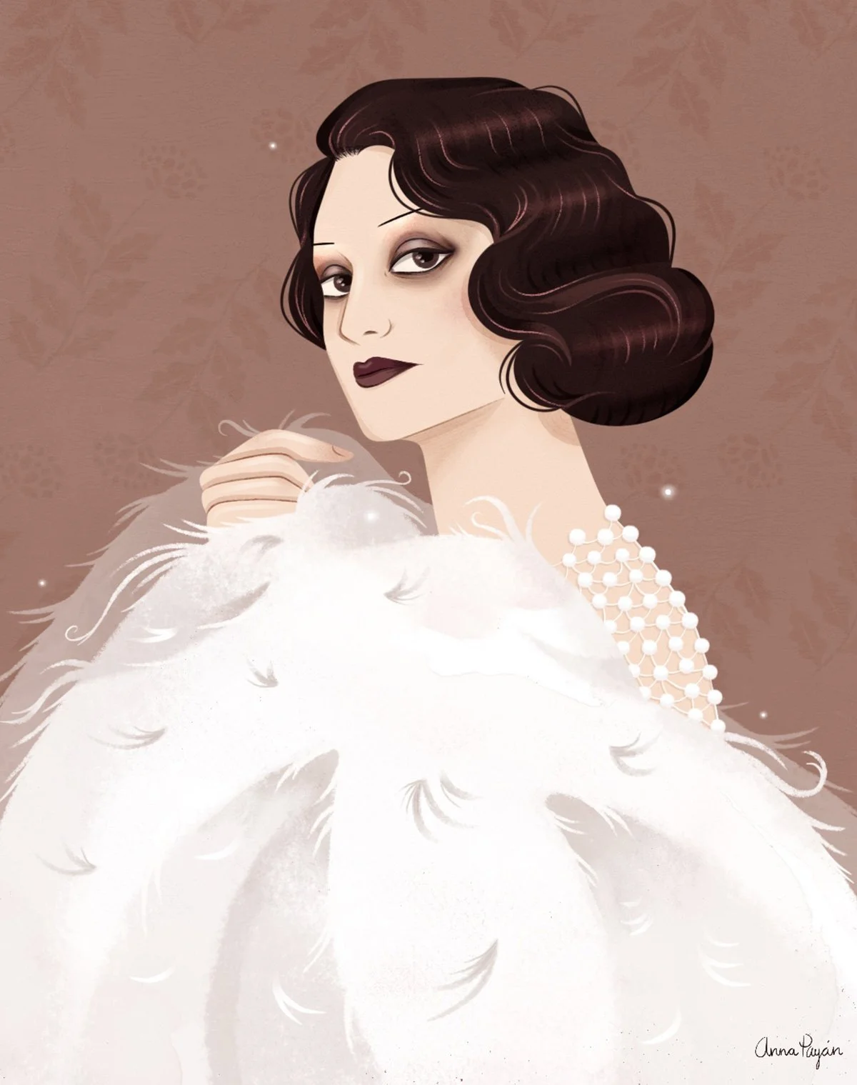 Portrait of Penelope Cruz for La Bola Negra Film, editorial illustration by Anna Payan 