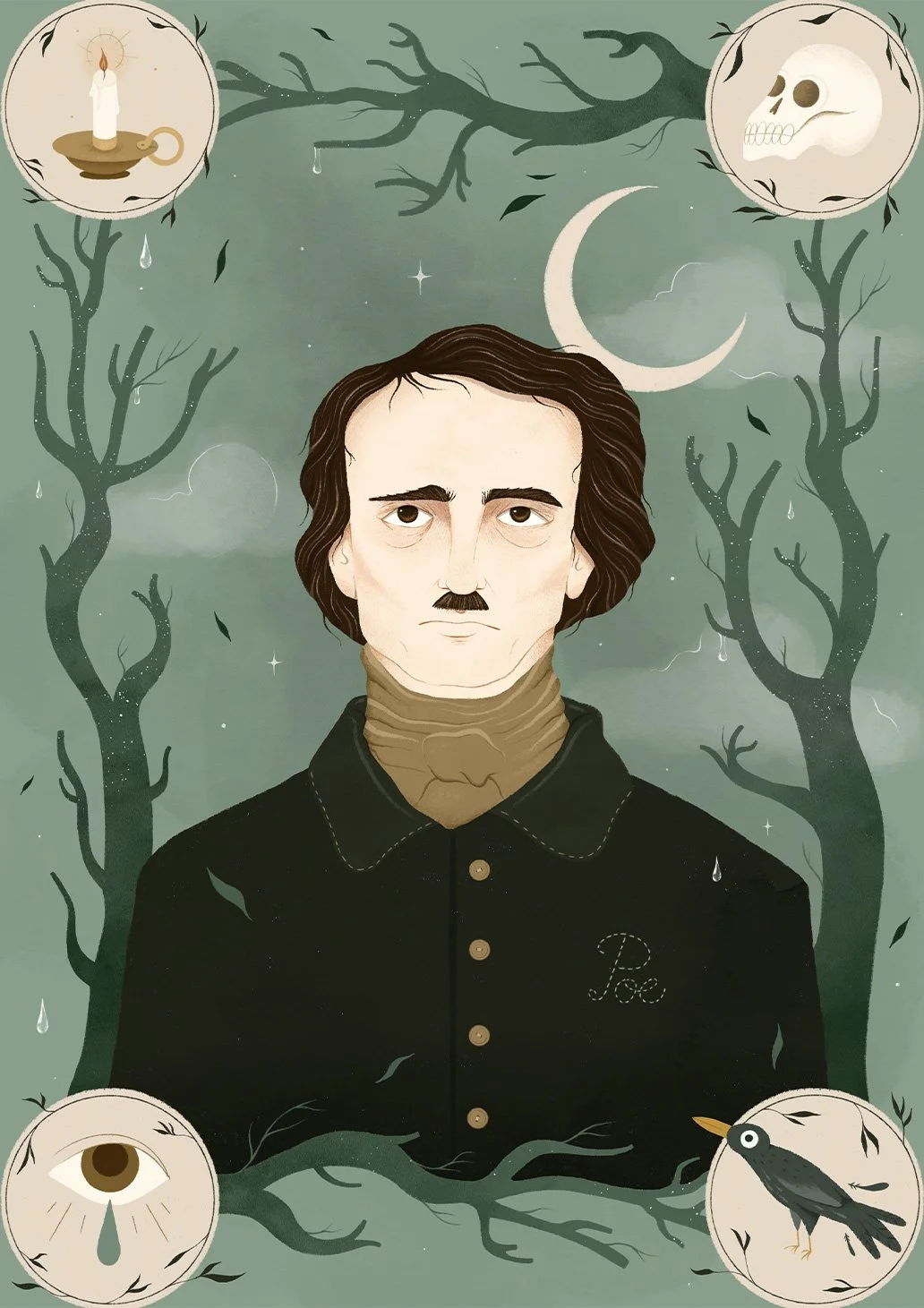 Anna Payan illustration of Edgar Allan Poe