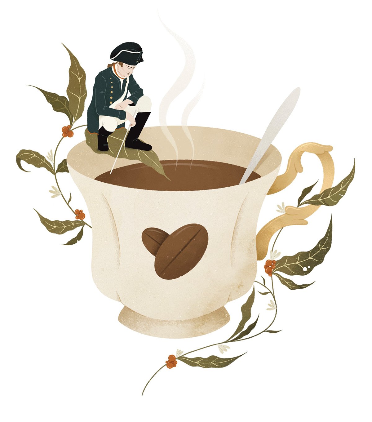 Anna Payan illustration for Sapiens Magazine, about Cafe