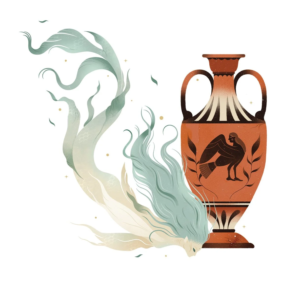 Anna Payan illustration for Sapiens Magazine, about Sirenas