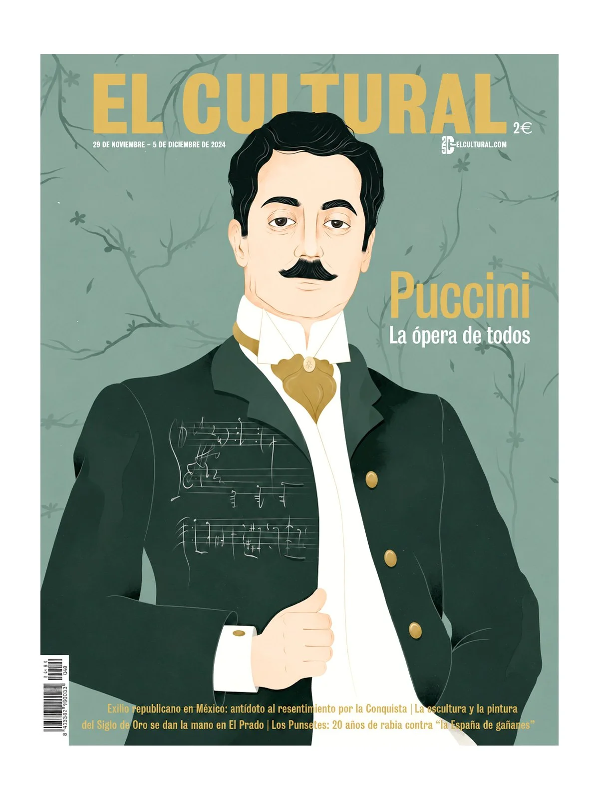 Anna Payan cover illustration for El Cultural Magazine, about Puccini