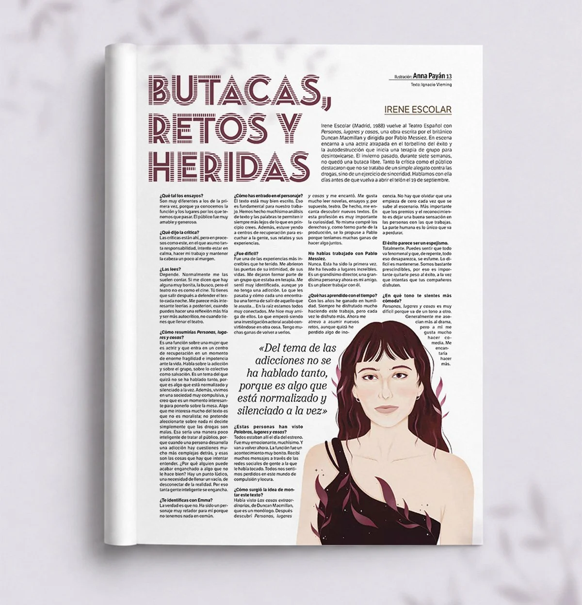 Anna Payan illustration for Eme21 Magazine, about Irene Escolar