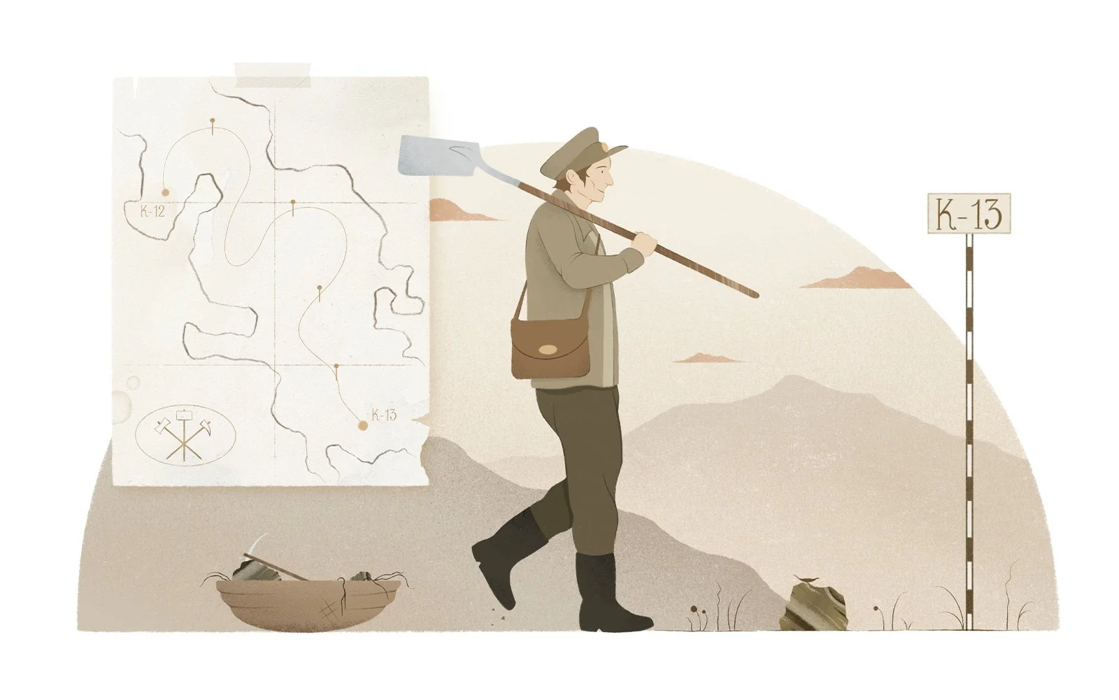 Anna Payan illustration for Sapiens Magazine, about Caminador