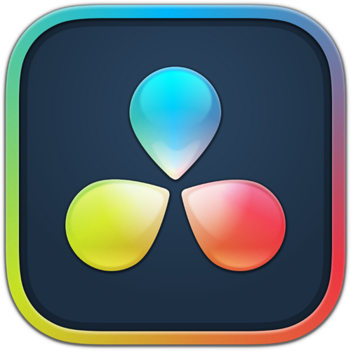 Ícono de la aplicación de edición de fotos con tres gotas de diferentes colores (azul, verde y rojo) en un fondo cuadrado con borde degradado.