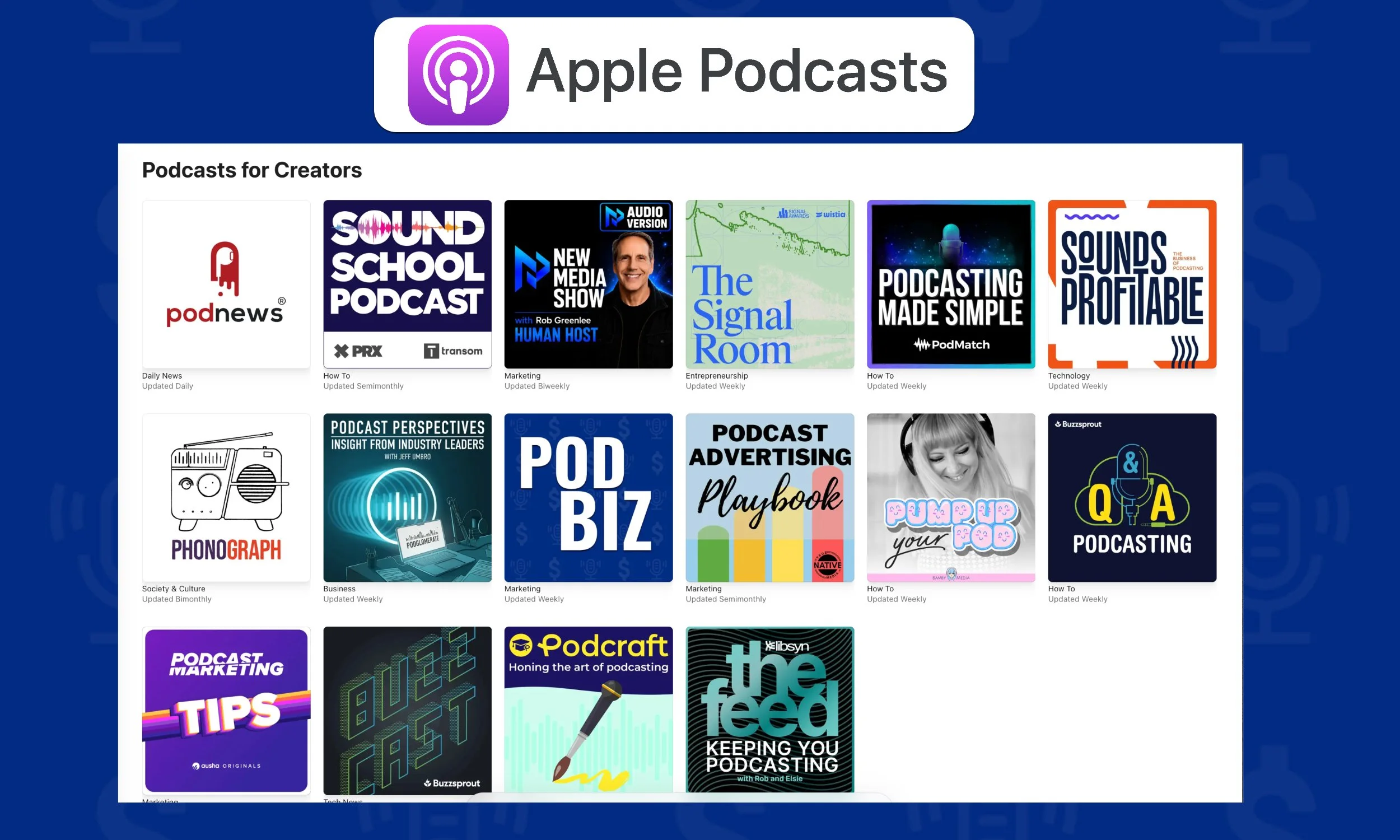 PodBiz added to Apple Podcasts “Podcasts For Creators” Collection 