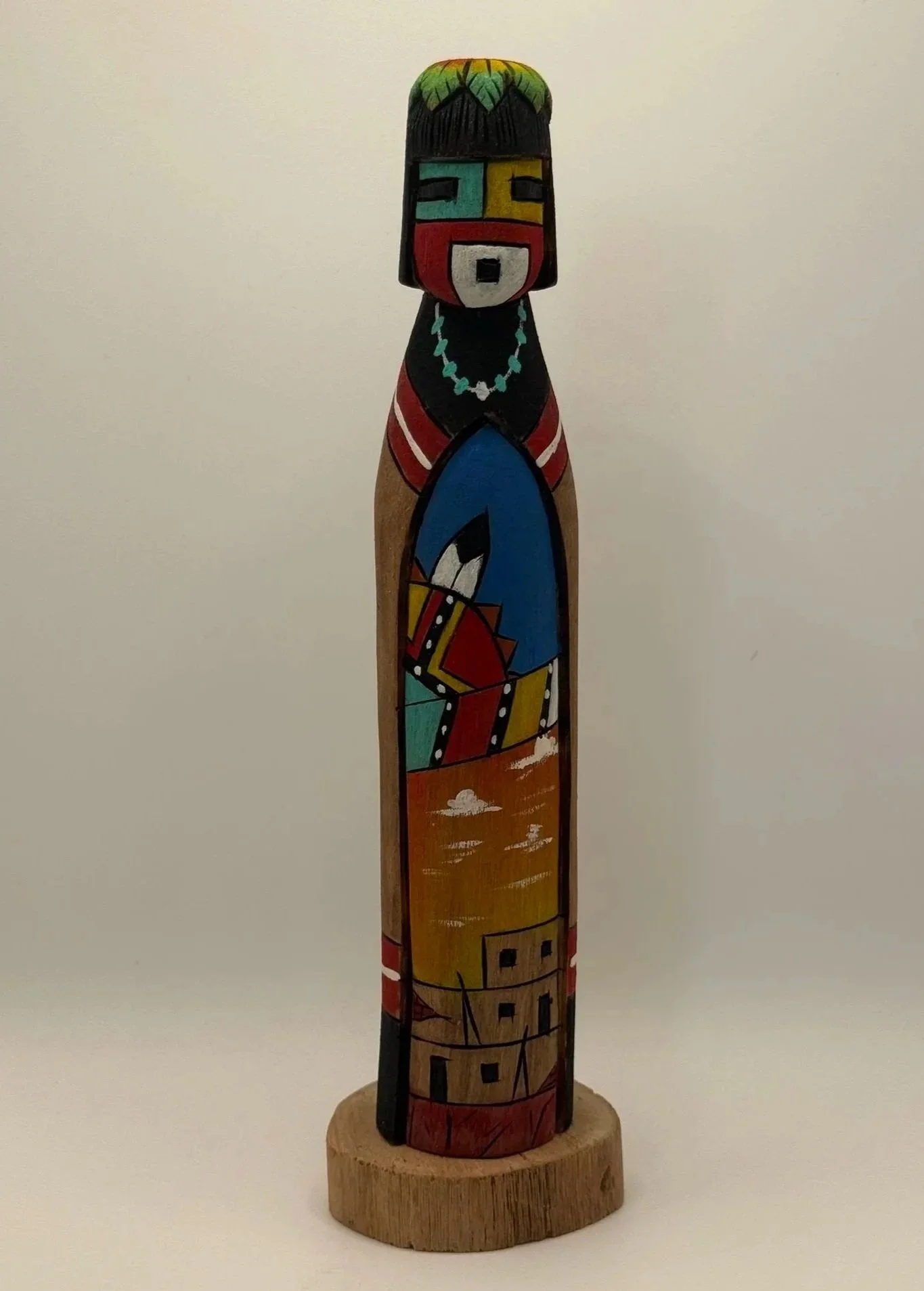 Hopi "White Chin" Kachina doll by Hopi Artist Virgil Long - 8.5in