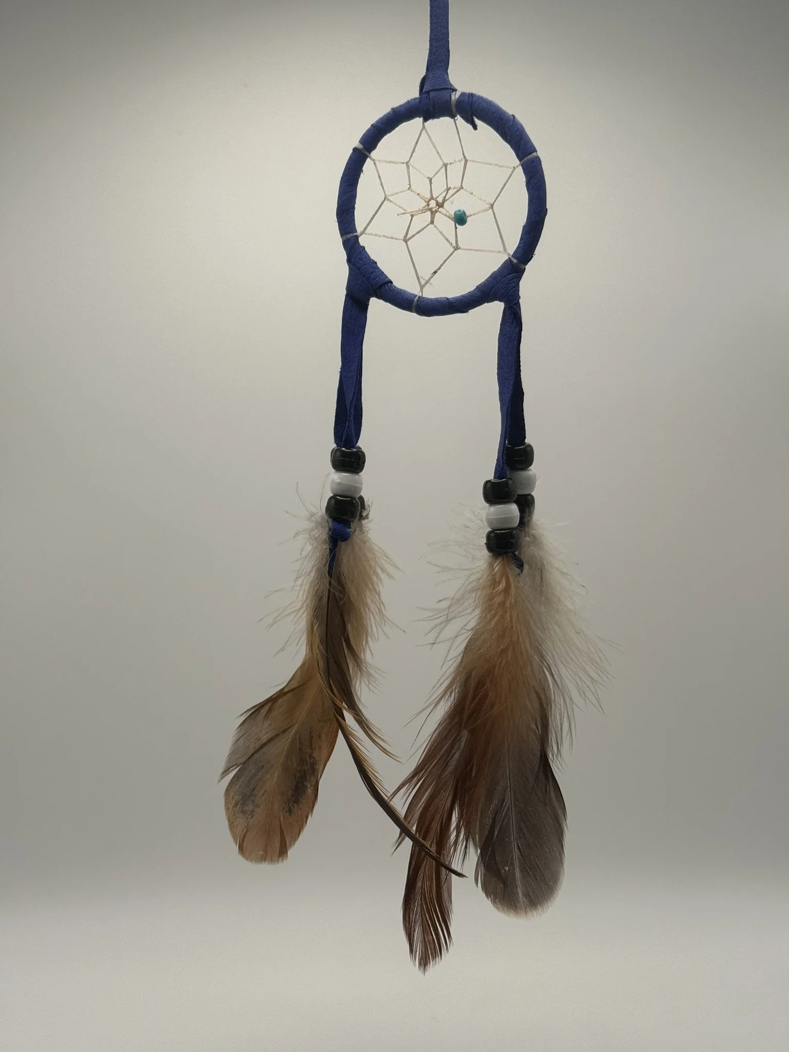 Genuine Navajo Hand-Made Artisanal Dream Catcher - 2 inch - Dark Blue