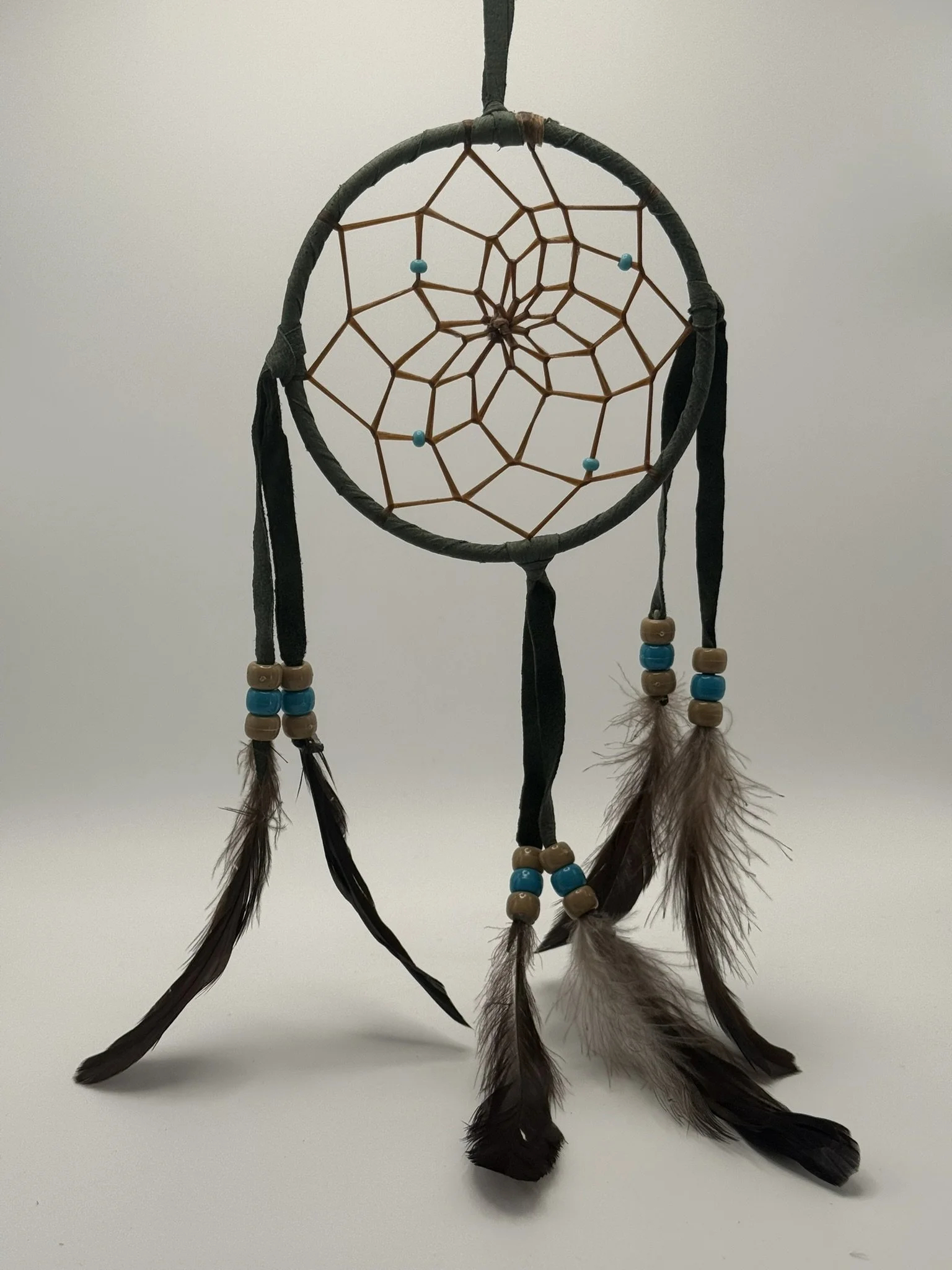 Genuine Navajo Hand-Made Artisanal Dream Catcher - 4 Inch - Green