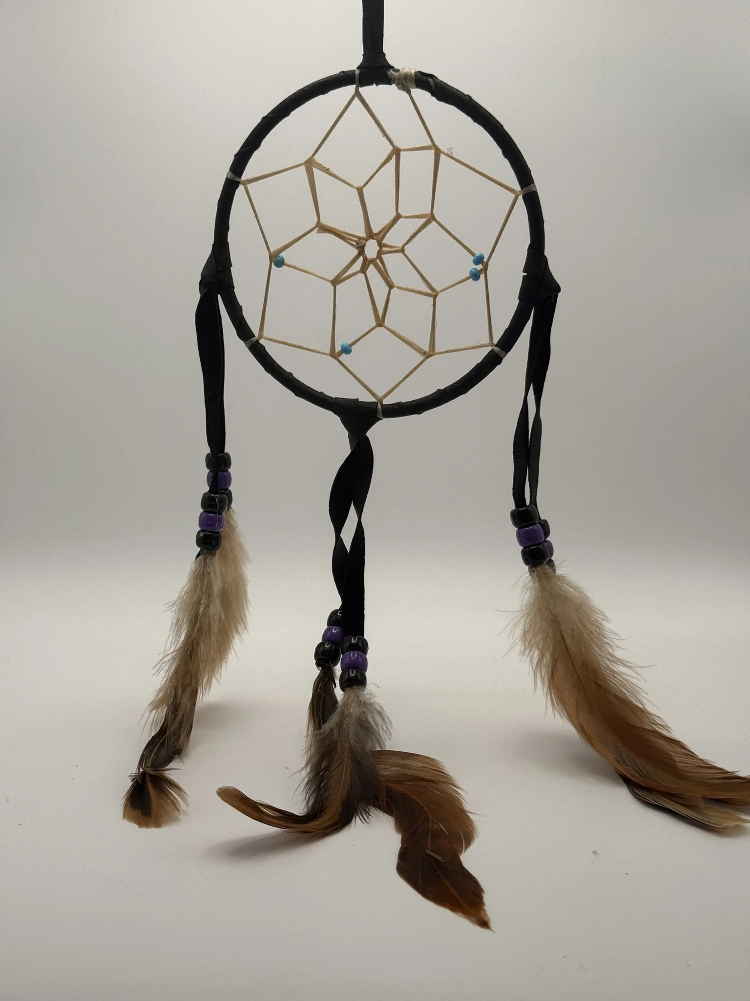 Genuine Navajo Hand-Made Artisanal Dream Catcher - 4 inch - Black