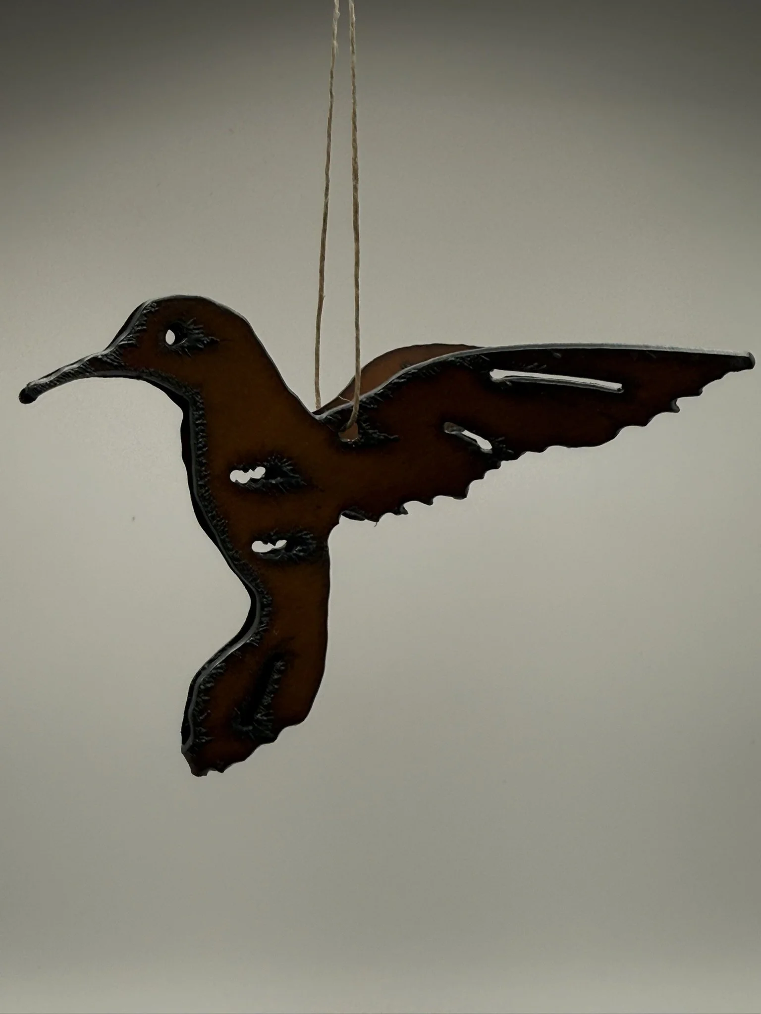 Hanging Handcrafted 3D Iron Hummingbird by Local Artist