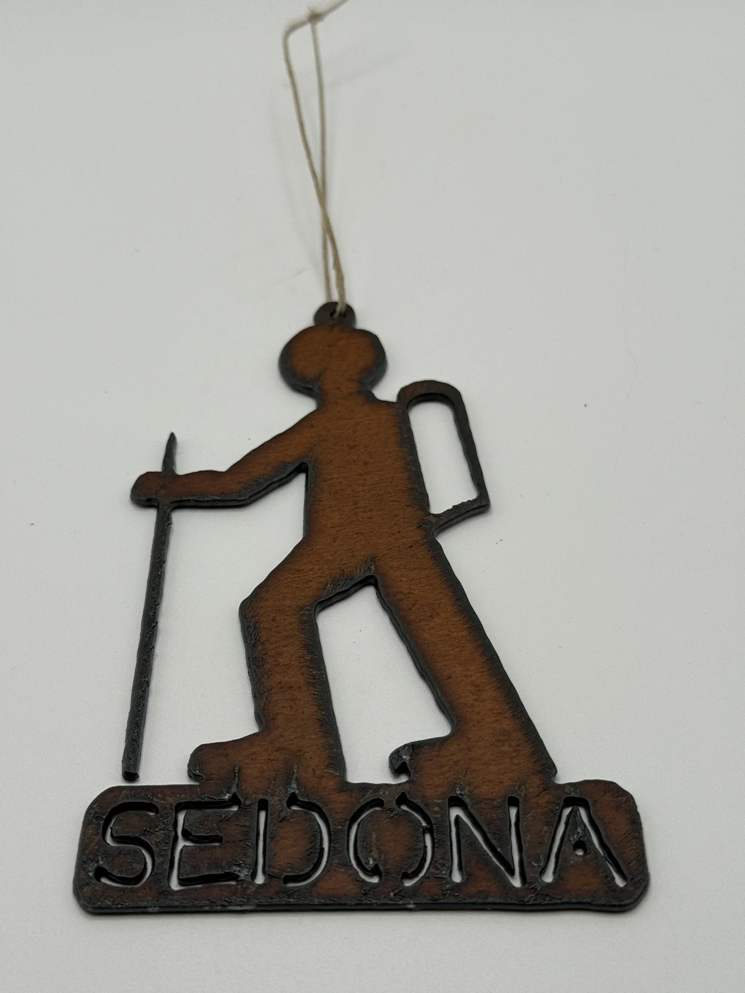 Handcrafted Iron Hiker Ornament Or Magnet
