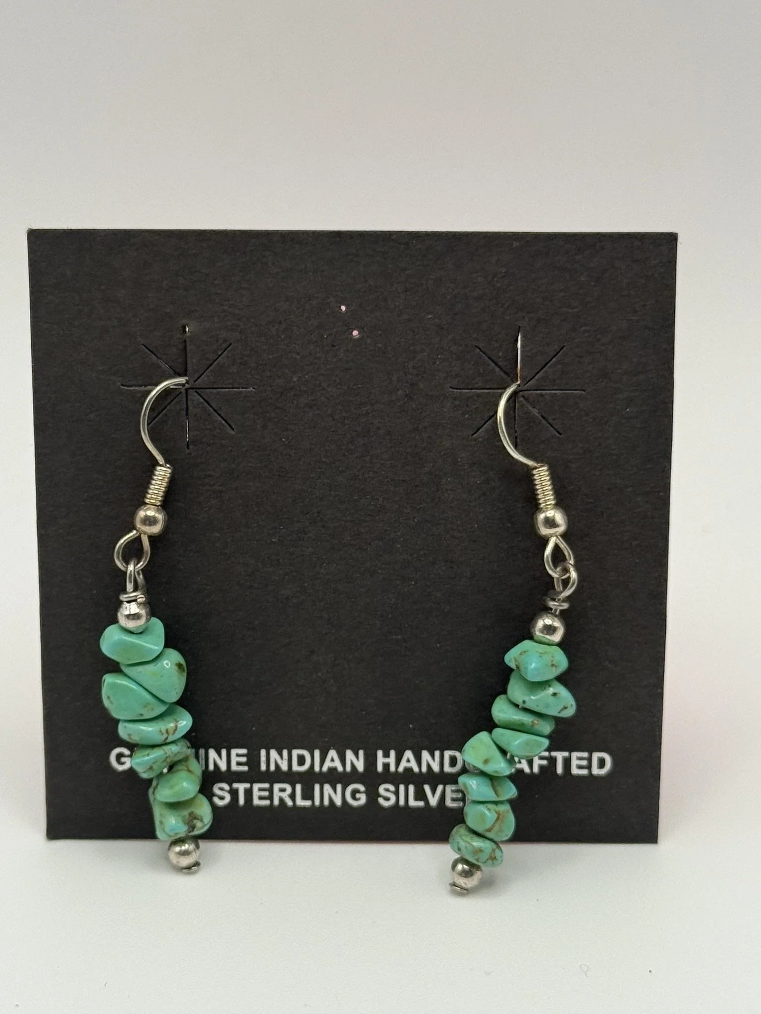 Handcrafted Sterling Silver nugget earrings with Nevada Green Turquoise