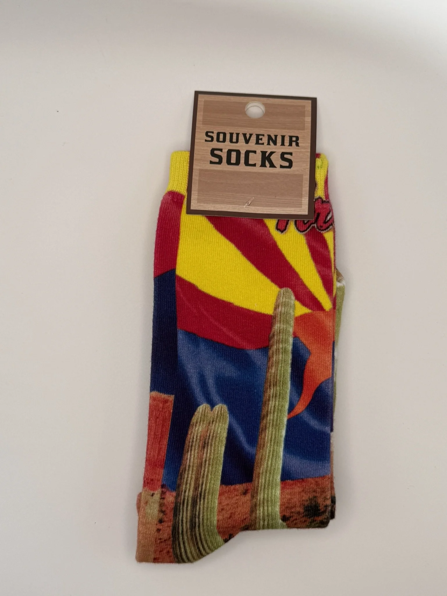 Arizona Desert Vibes Saguaro and Cactus Wren Socks Size 8-13