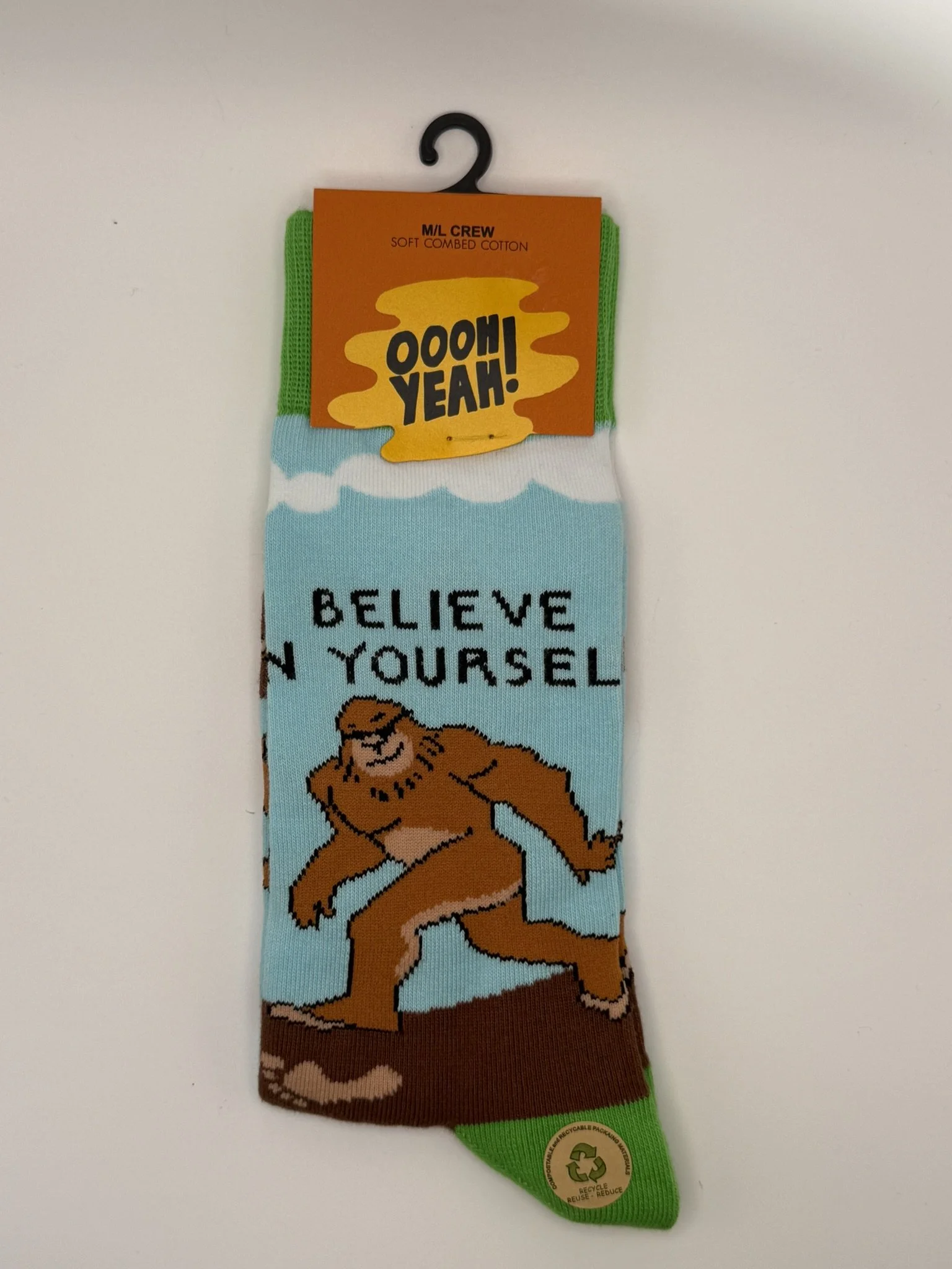 'Believe in Yourself' Bigfoot Socks - Size 8-13