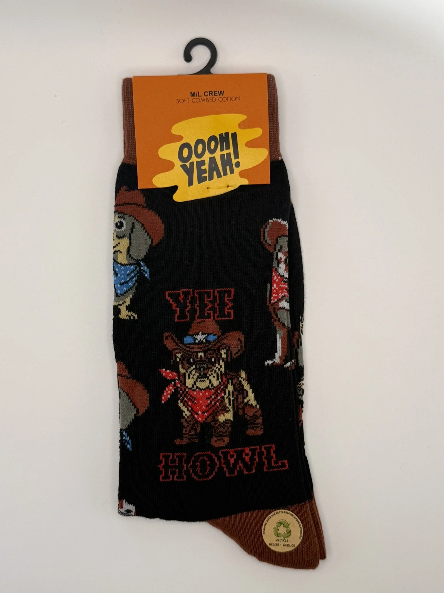 Funny Cowboy Dog Socks - Size 8-13