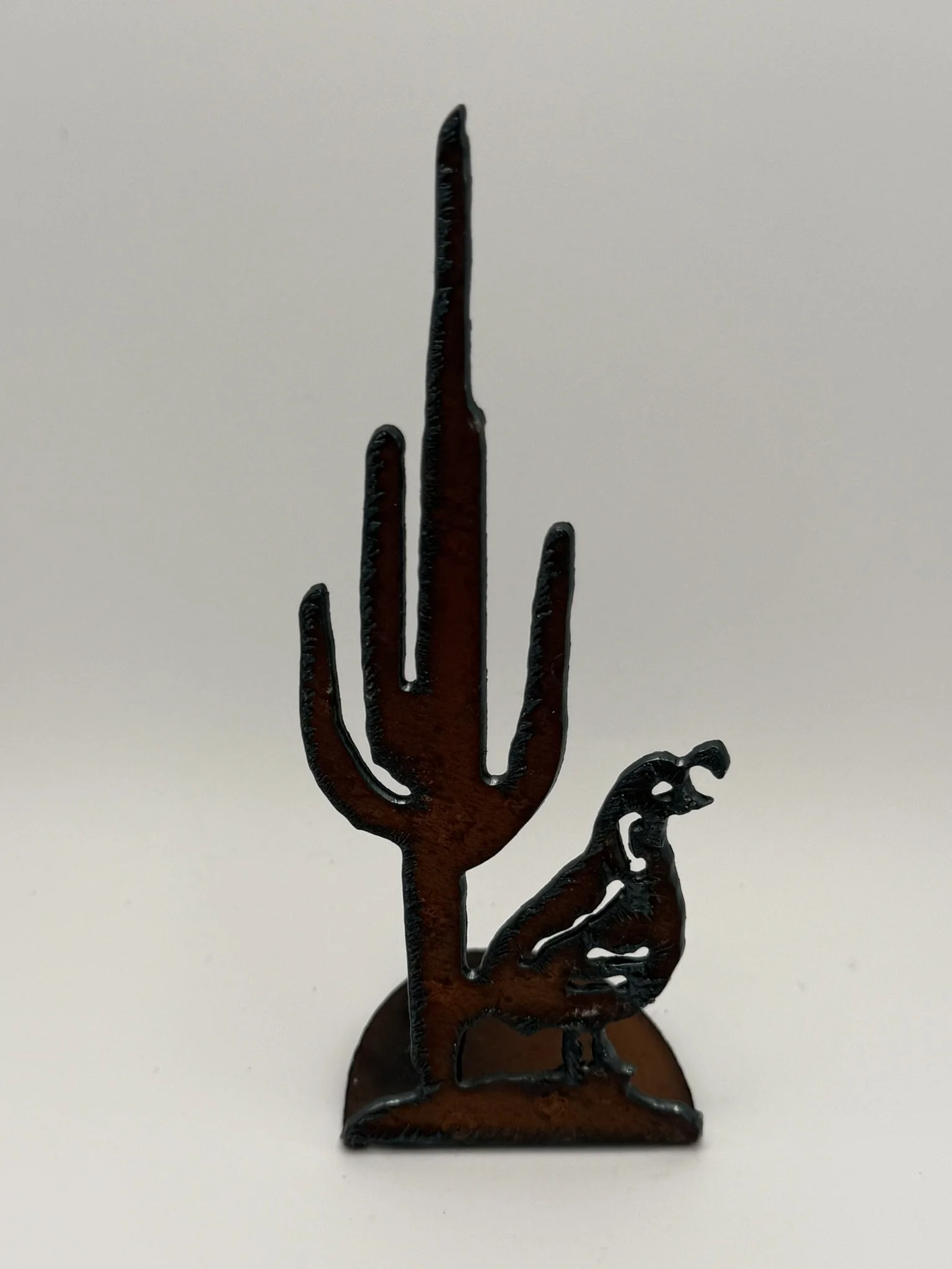 Locally Handcrafted Iron Art: Saguaro and Quail Decor