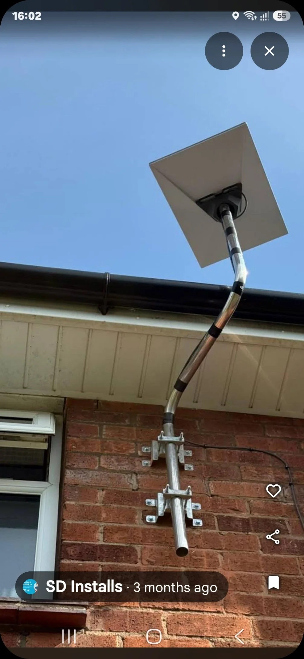 a starlink dish installation to a rear brick wall in Nottinghamshire