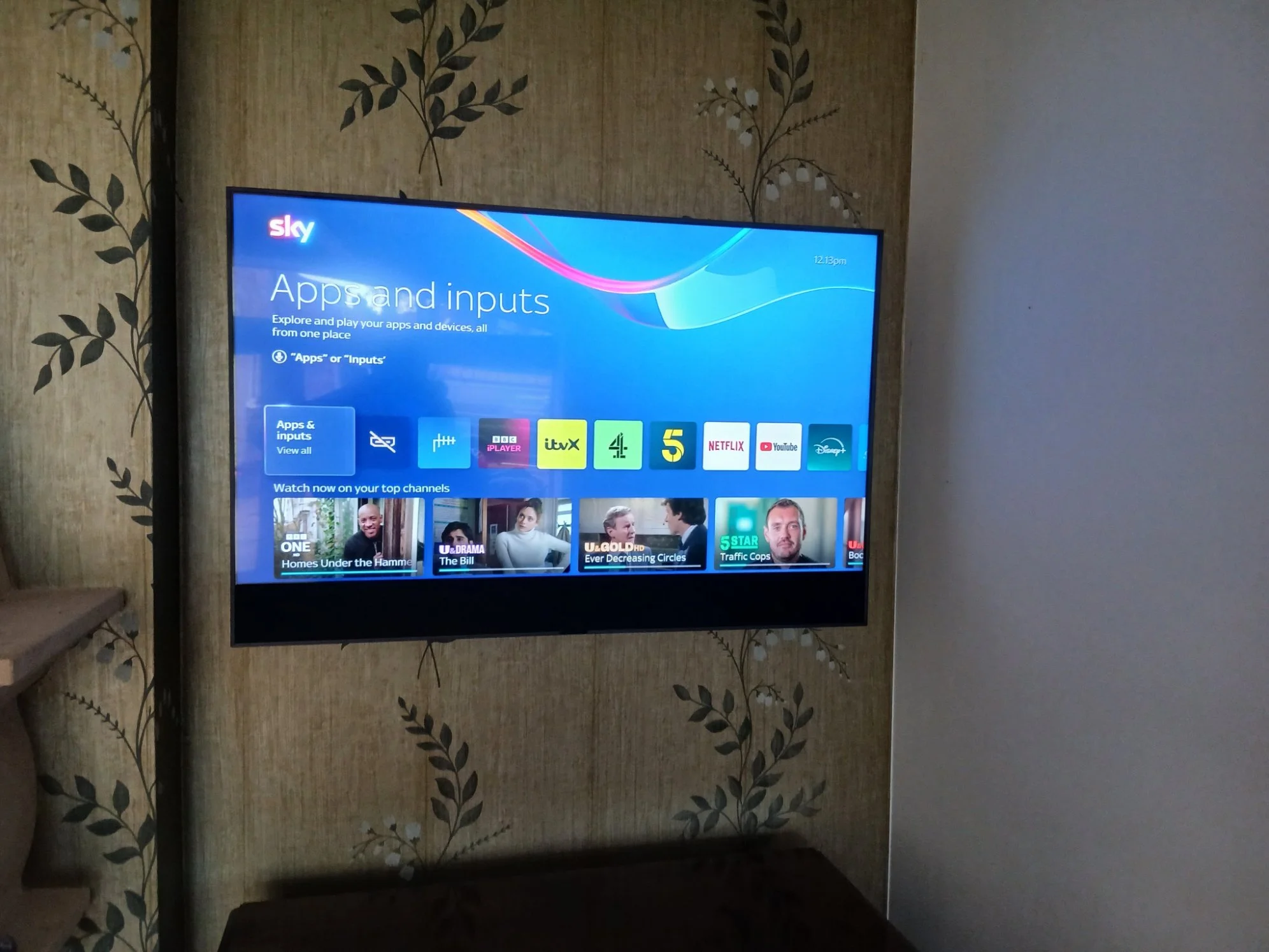 Sky glass tv installation to a full motion tv wall bracket