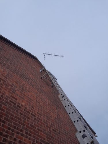 Group k digital aerial installation to gable end wall carried out by SD Installs