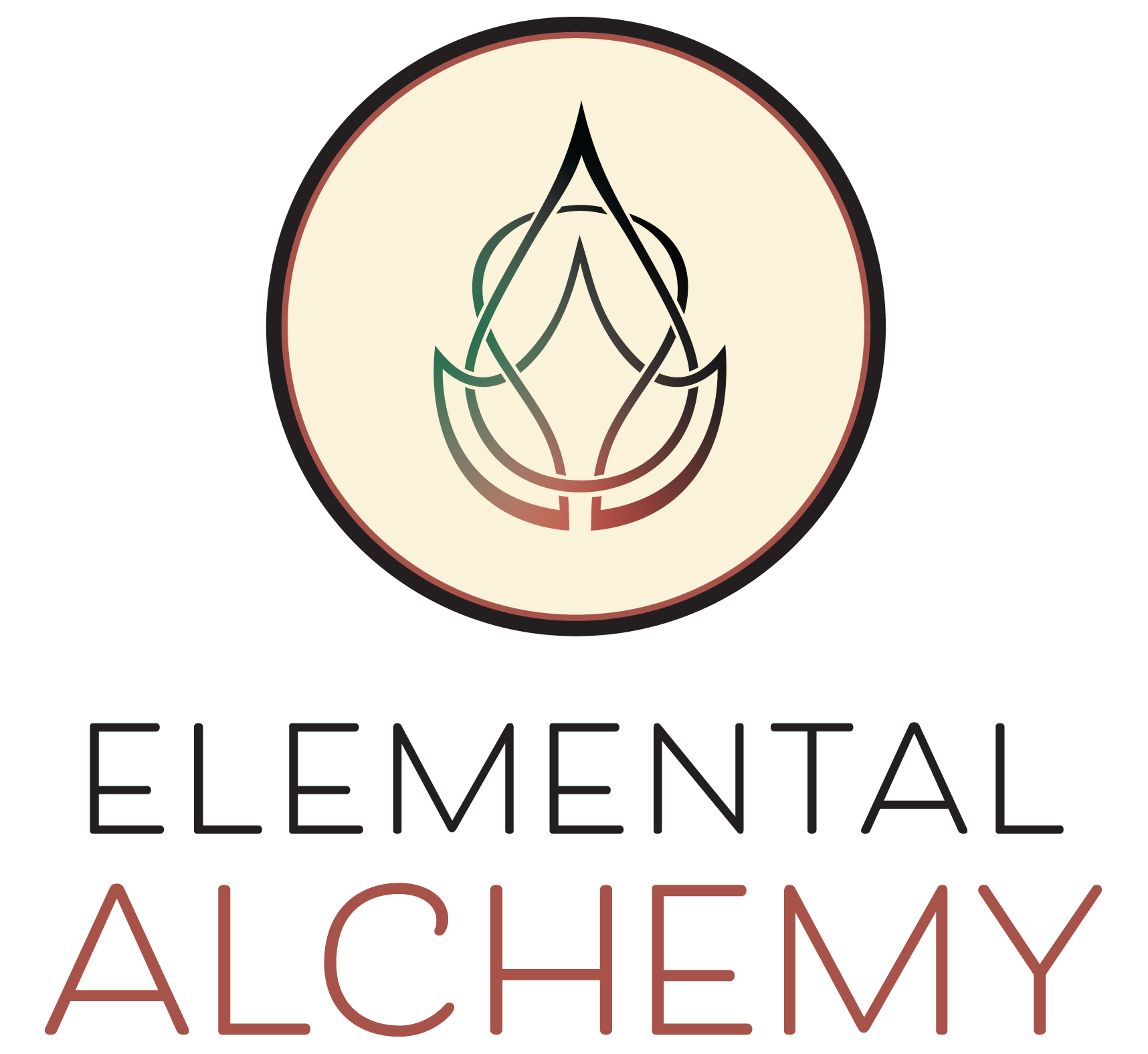 A logo with a stylized plant or leaf inside a circular outline, and a large black title with a subheading below it.