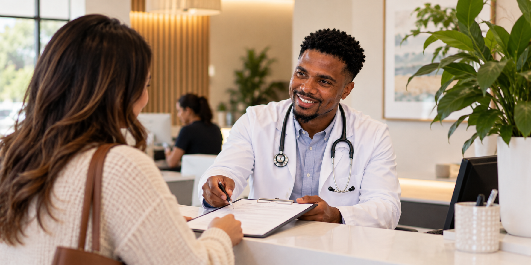 Dr. Destin providing personalized, face-to-face primary care to a patient in Burleson.