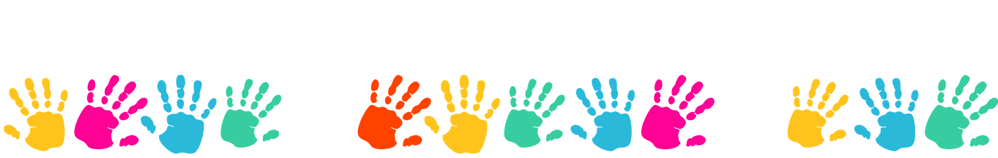 Colorful handprints in a row, graphic for Little Paws Occupational Therapy for Kids
