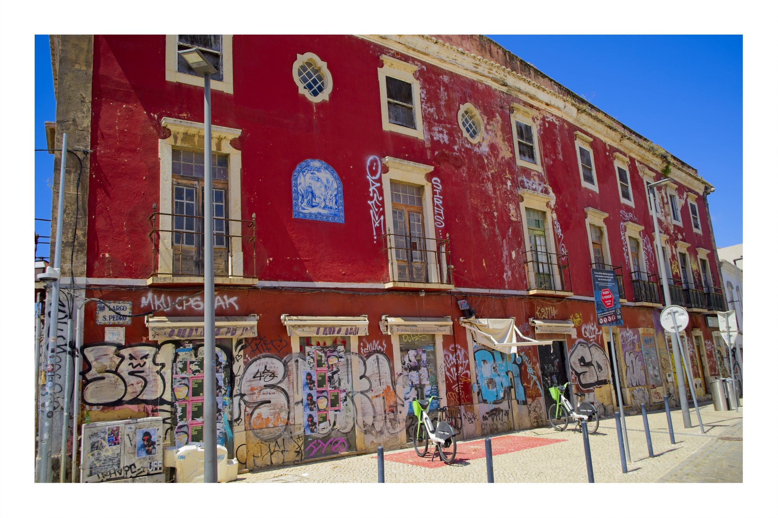 A colourful wall in Faro, Portugal