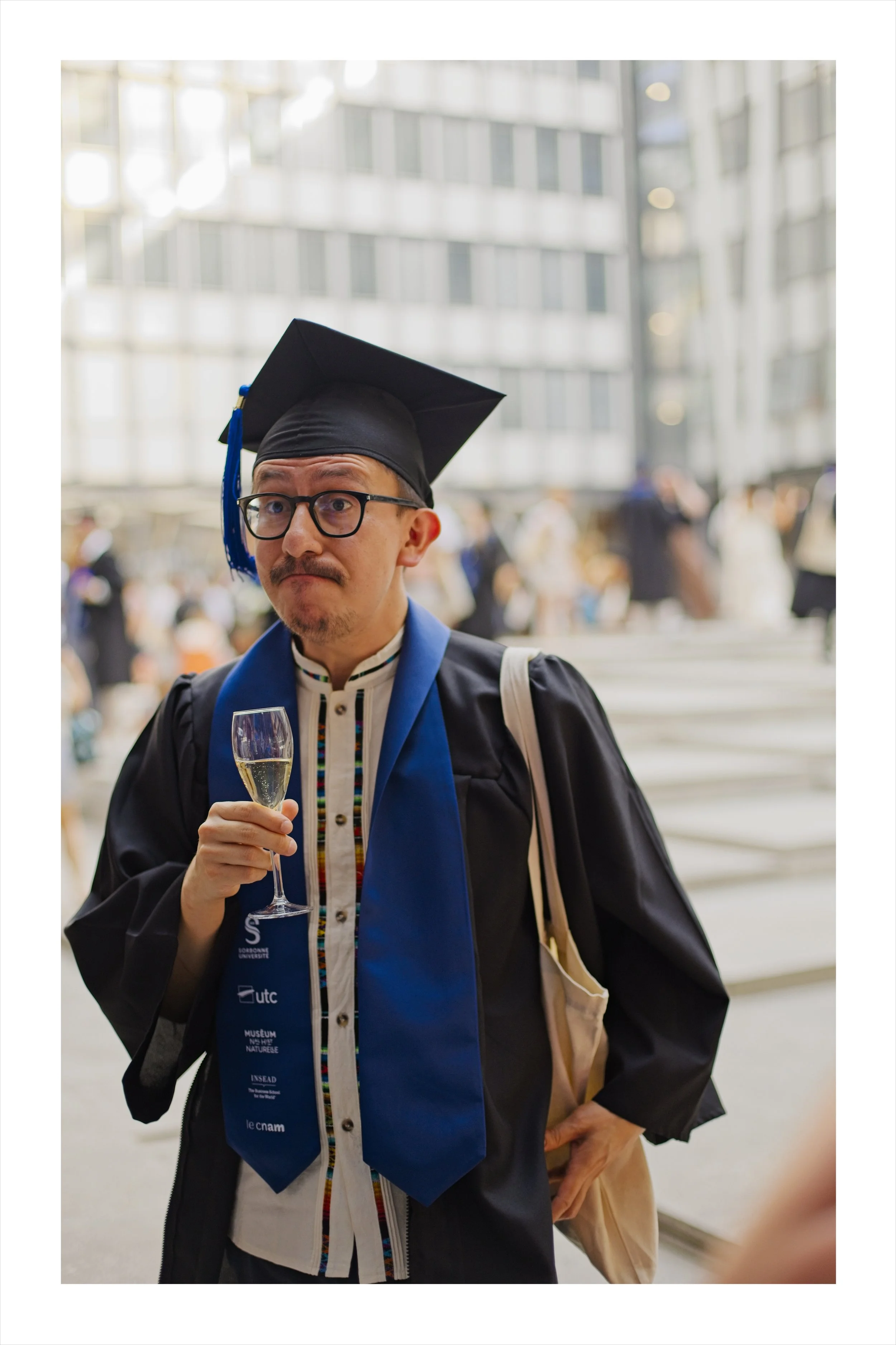 A young man at a graduation ceremony in Paris