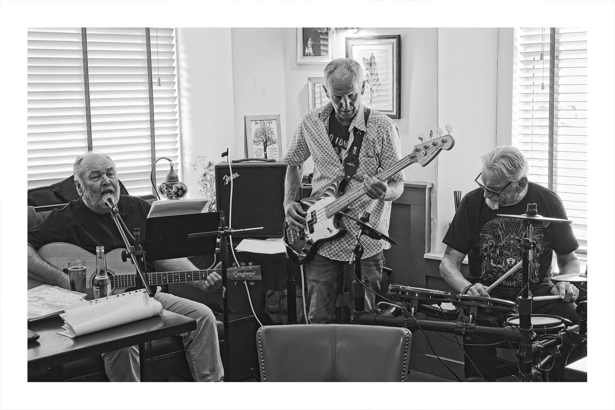 A band playing in a pub