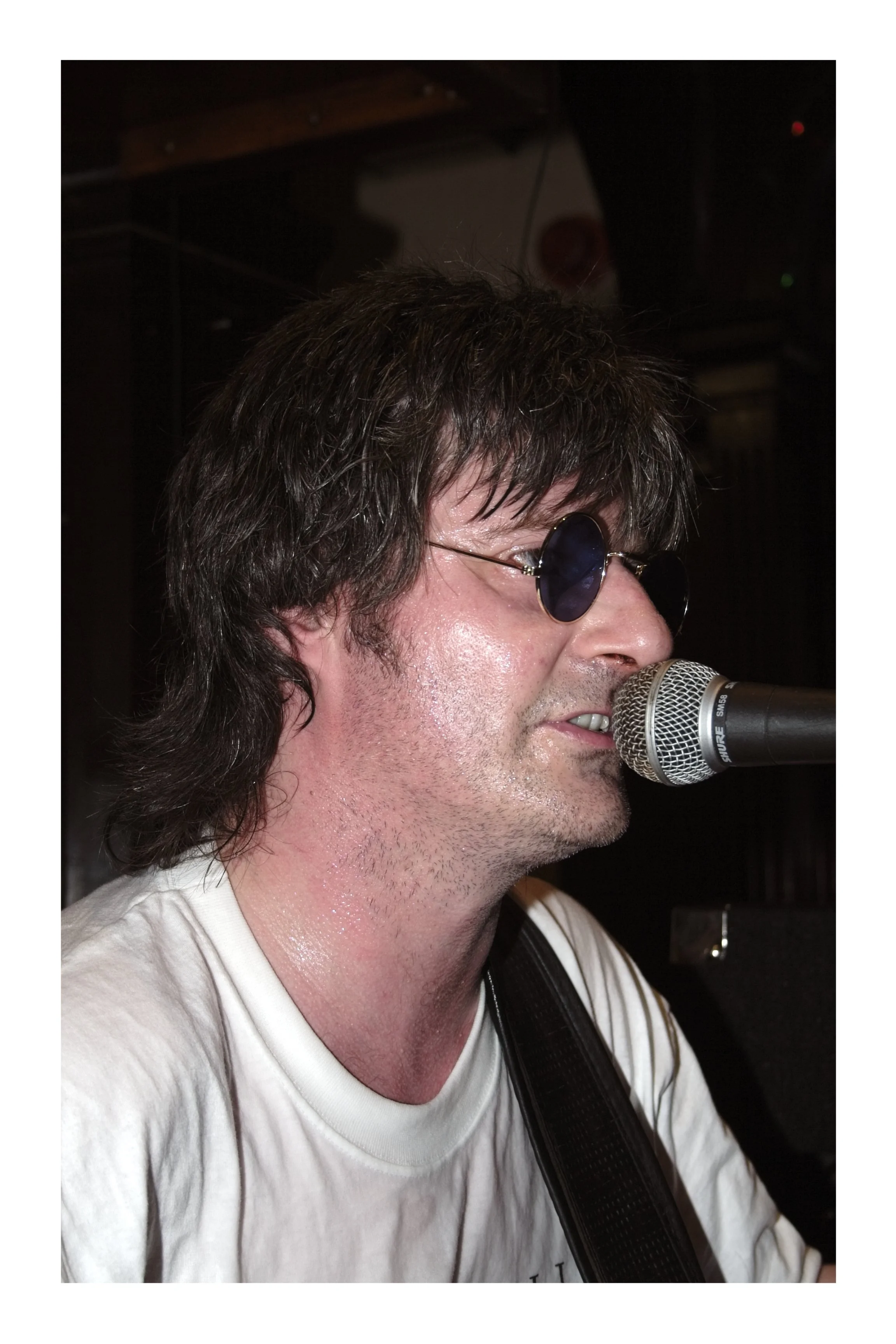 A close up of a singer