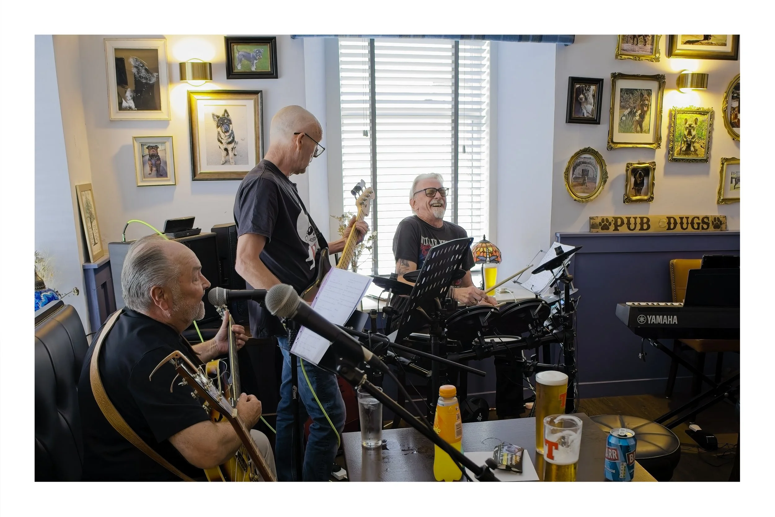 A band playing in a pub