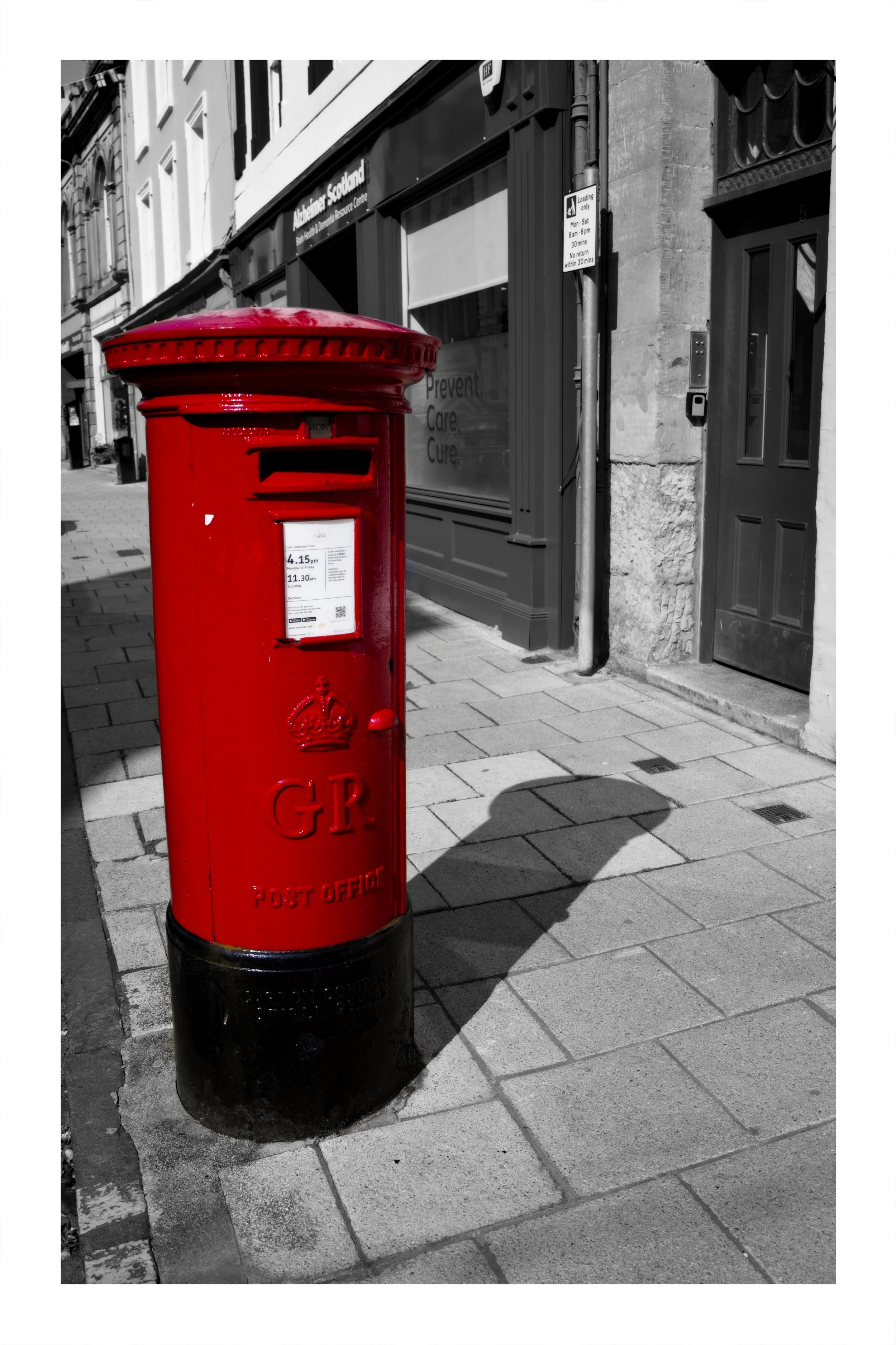 A red postbox in Perth, Scotland