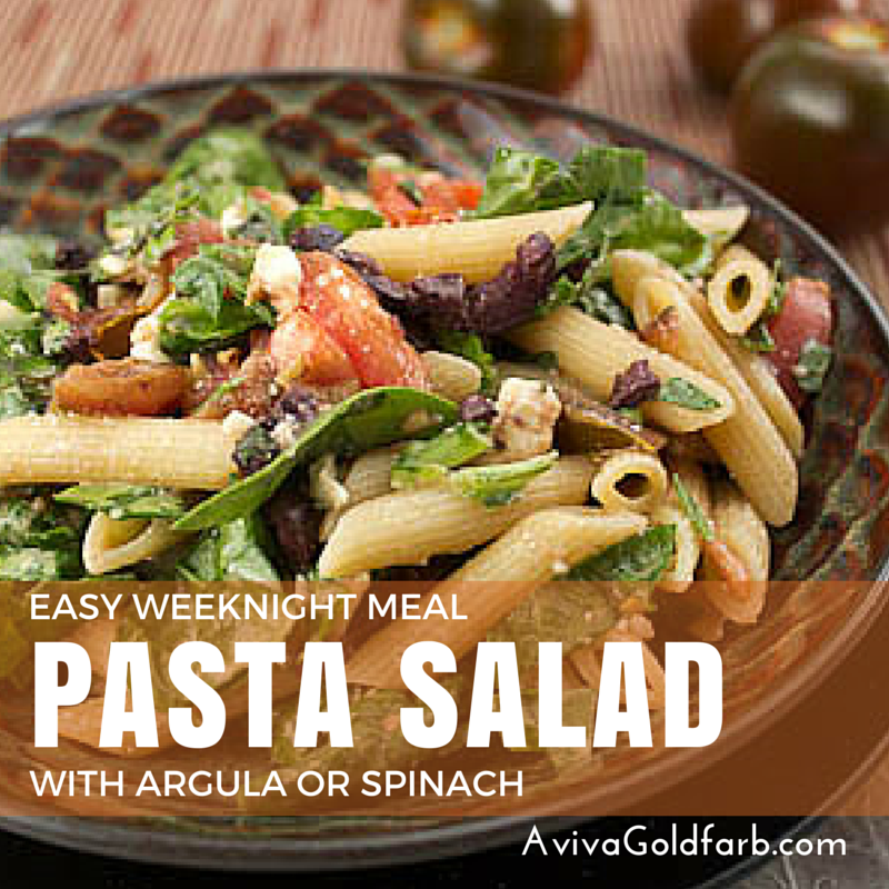 Warm Pasta Salad with Arugula or Spinach