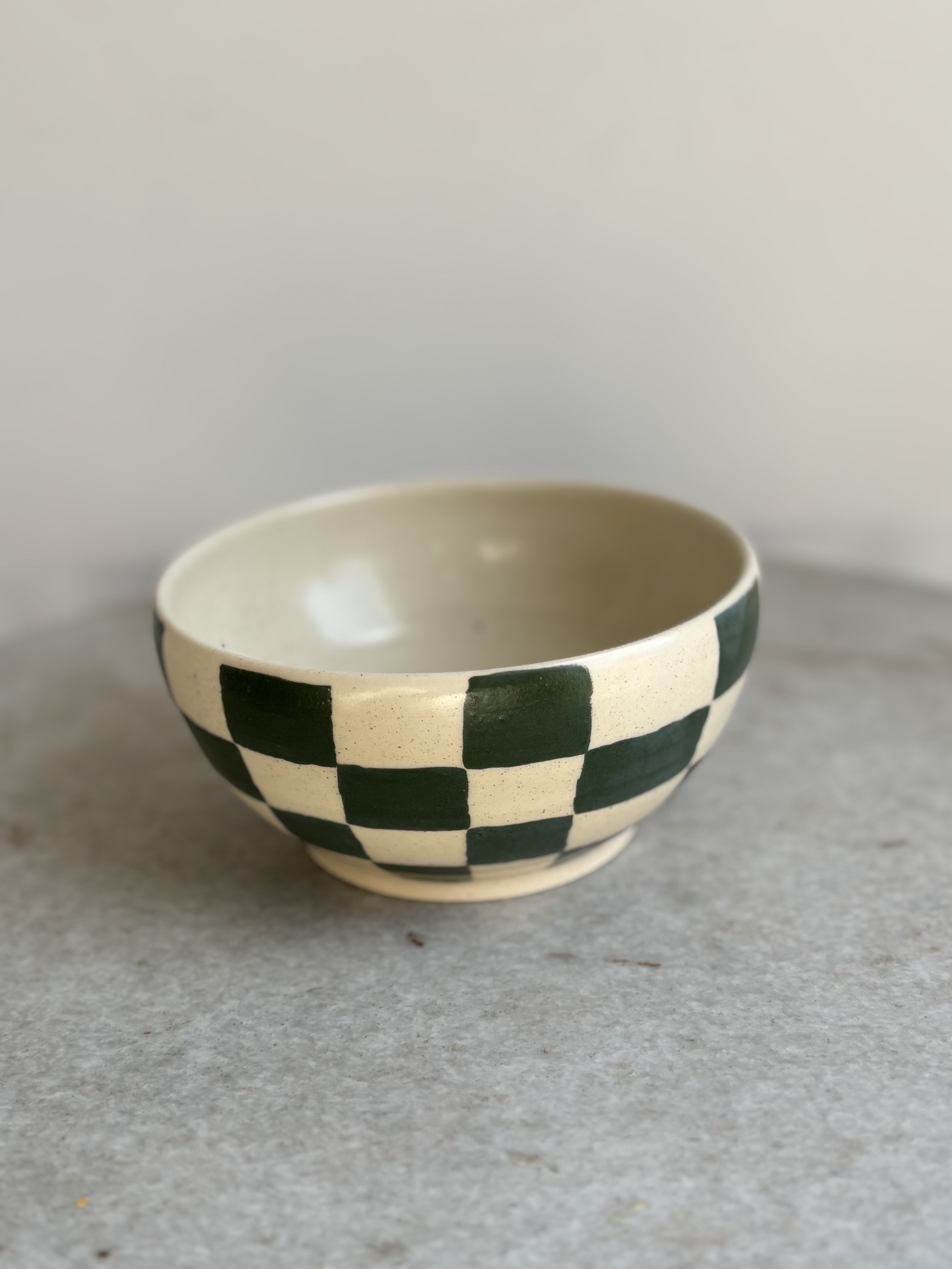 Medium Green Checkered Ice Cream Bowl