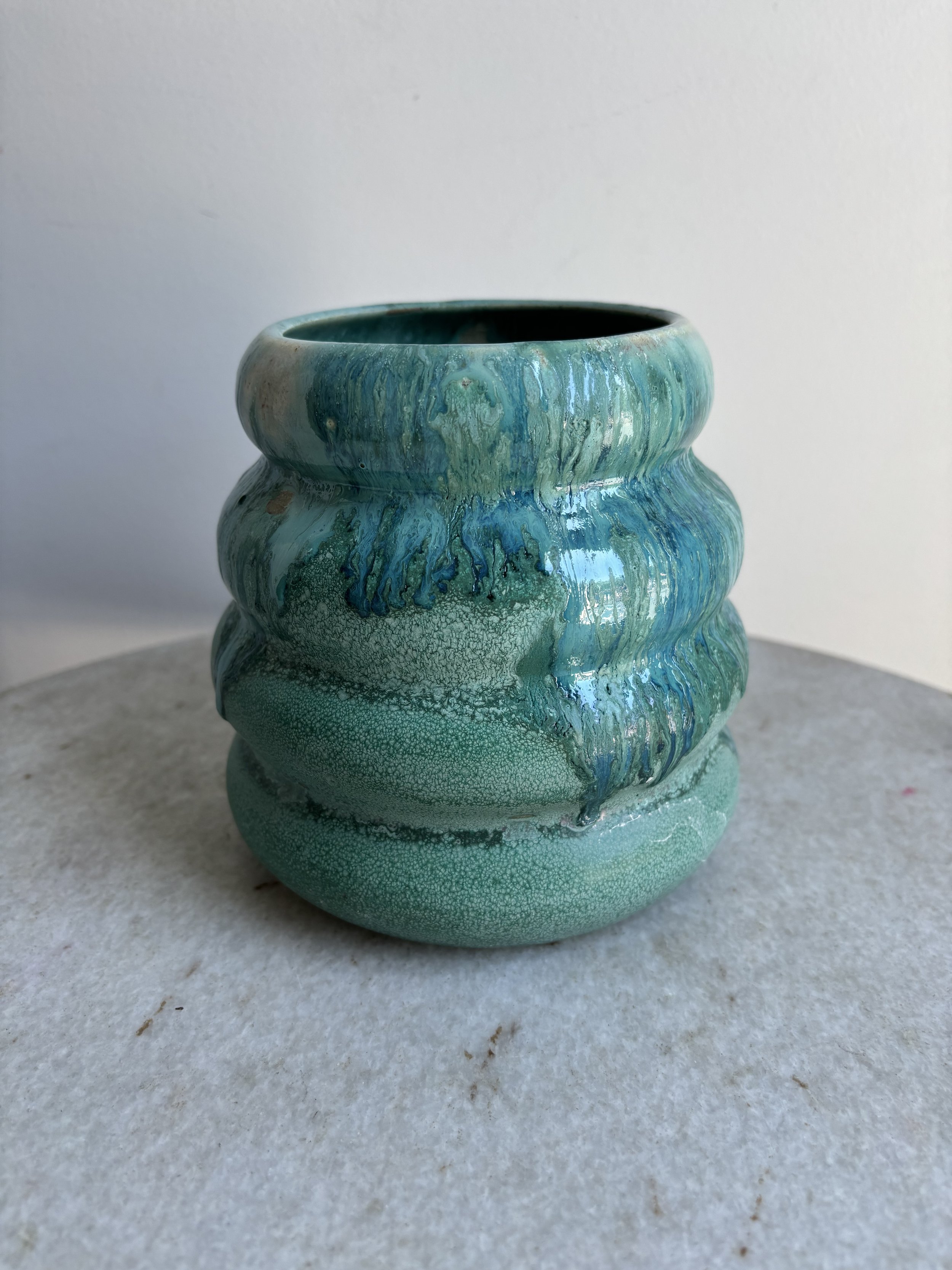 Teal Drip Bubble Vase