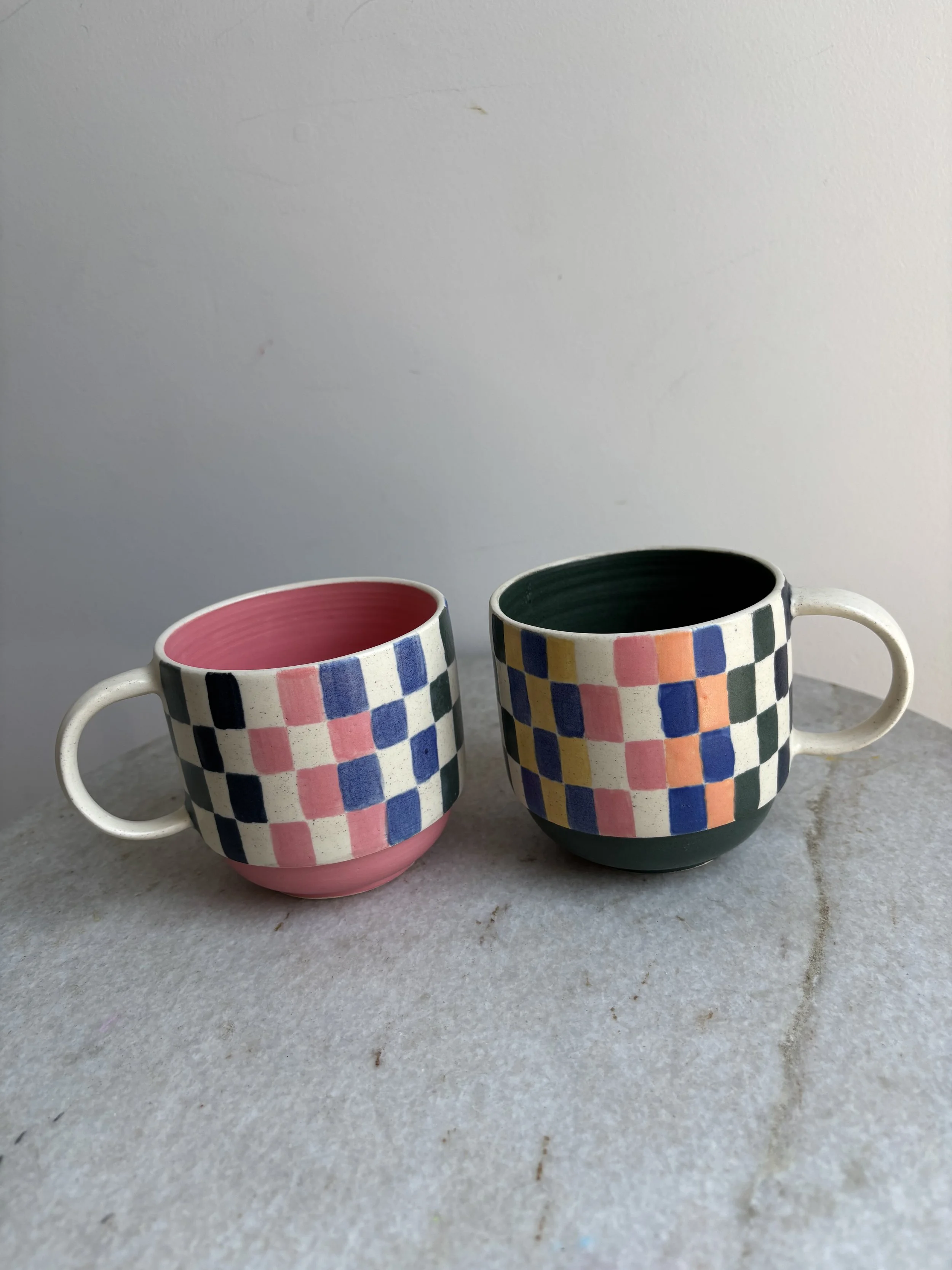 Checkered Stackable Mugs - SOLD