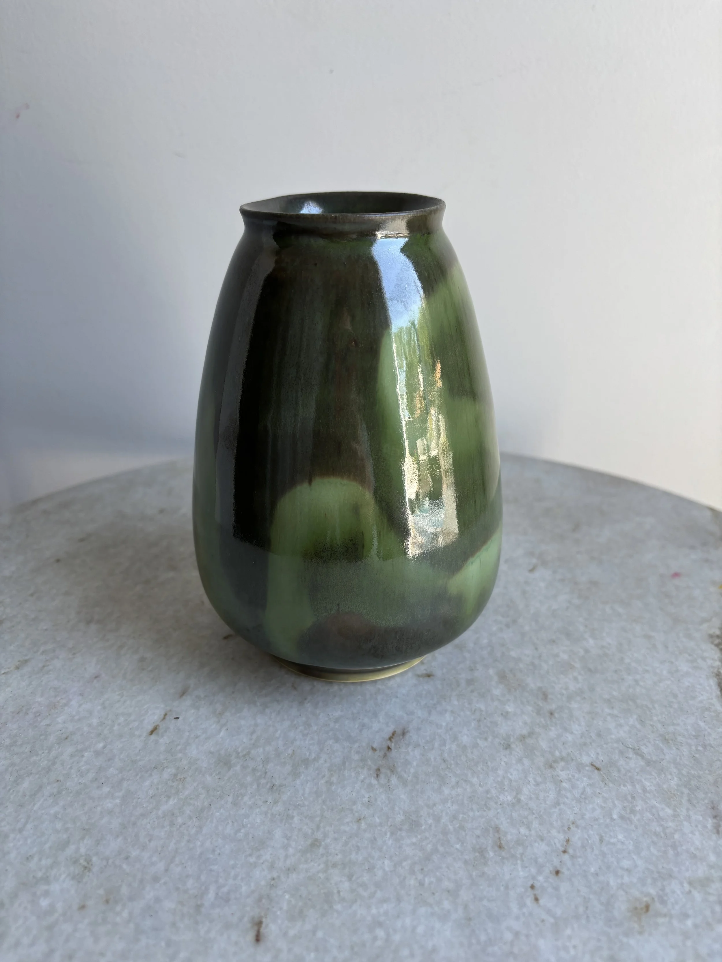 Dark Green Swirl Vase - SOLD