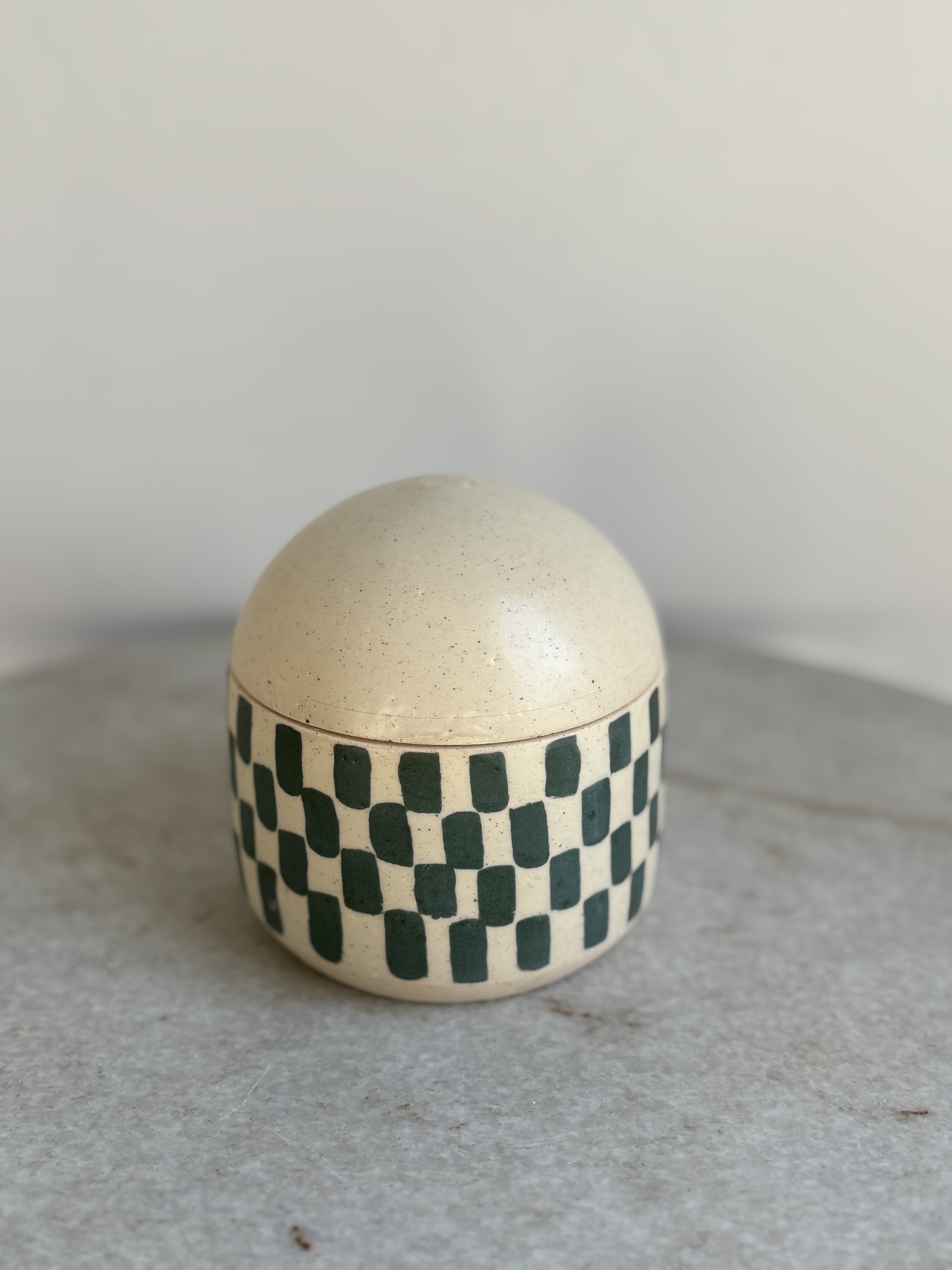 Medium Checkered Lidded Container -SOLD
