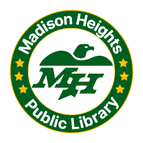 Logo for Madison Heights Public Library featuring a mountain lion and the initials MHP