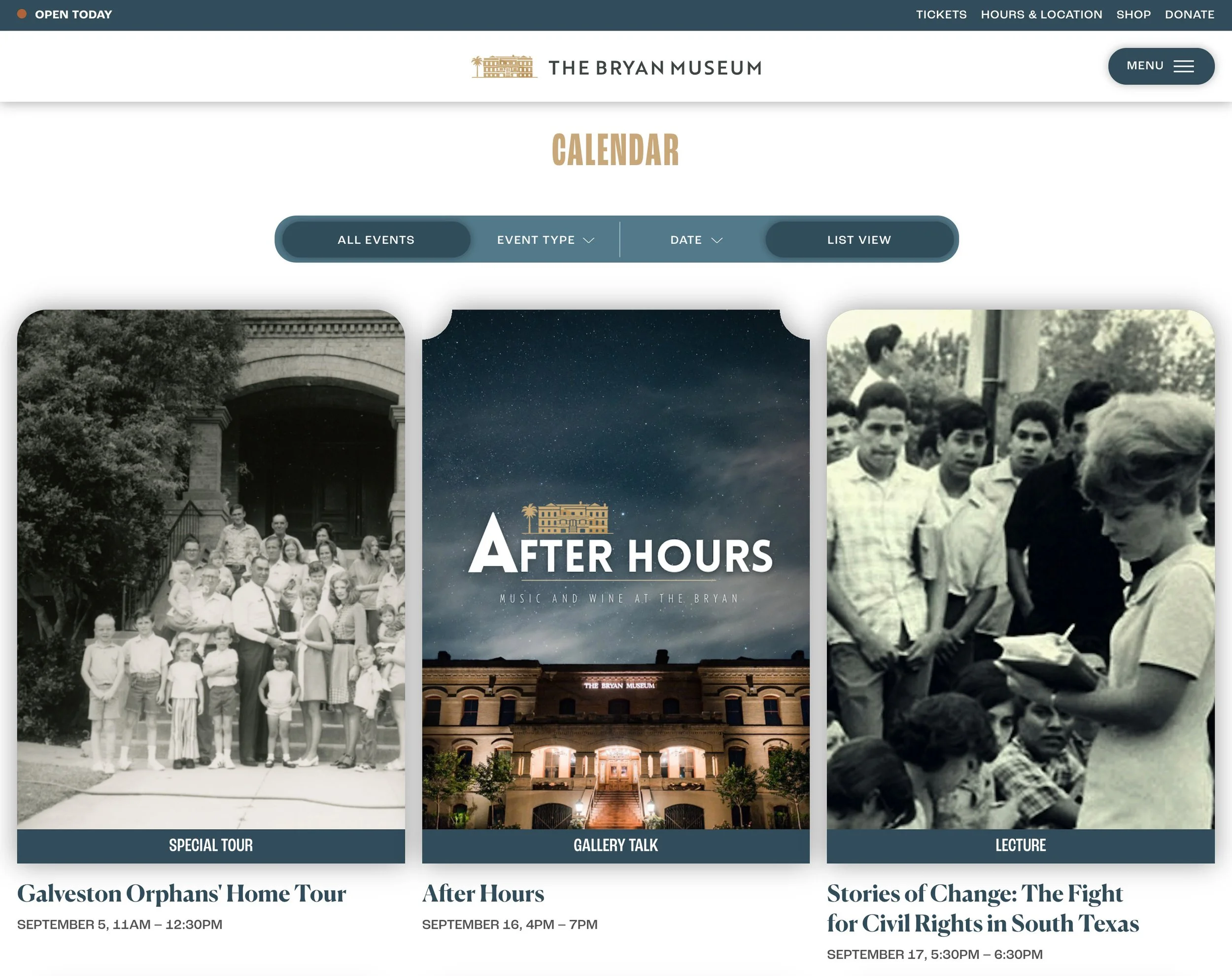 The Bryan Museum Website - Calendar Landing.jpg